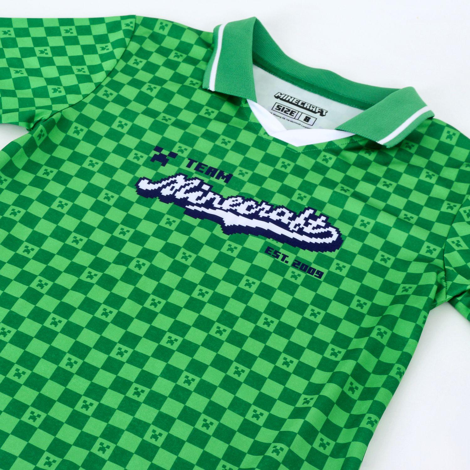 Polera Manga Corta Niño Minecraft Futbol Verde-3