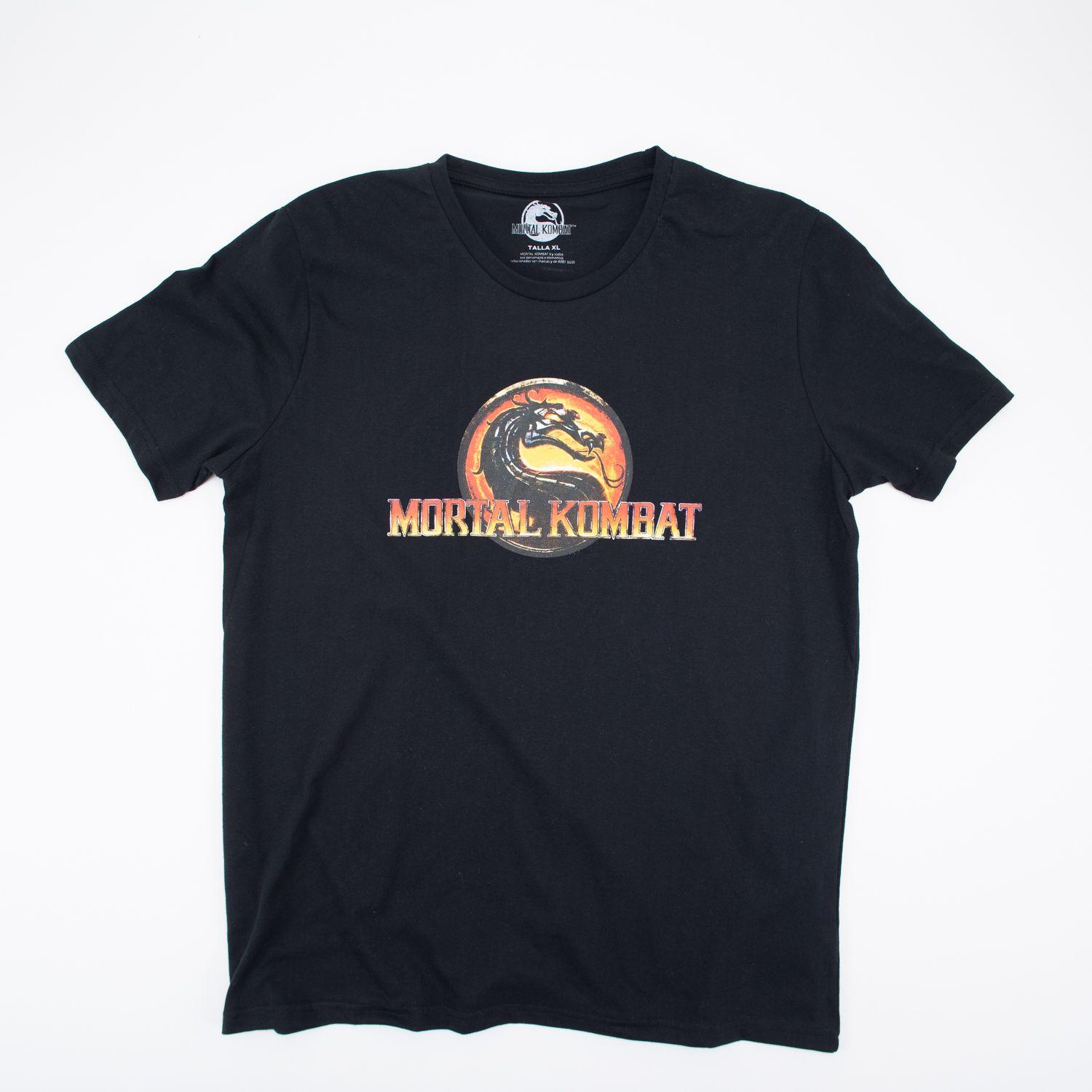 Polera Hombre Mortal Kombat Logo Negro-0