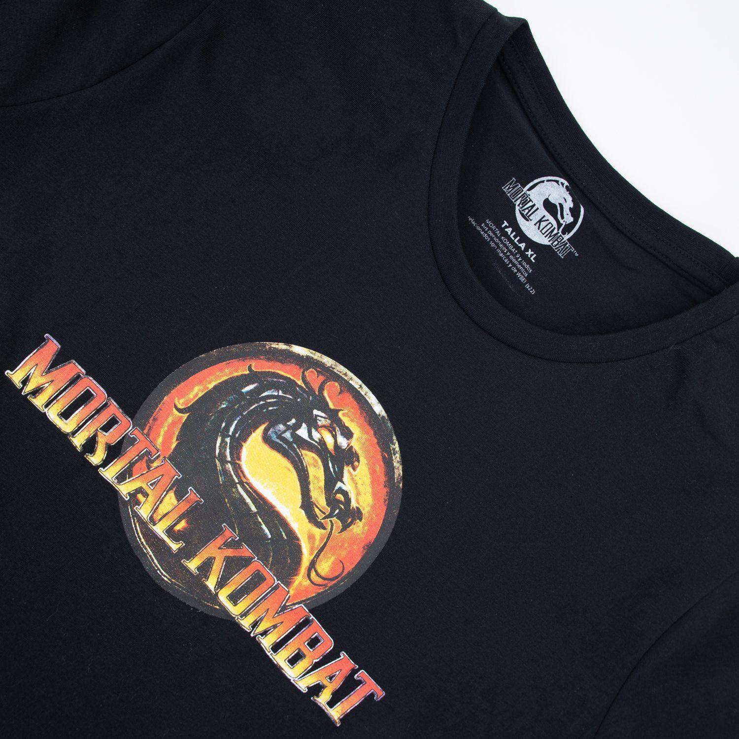 Polera Hombre Mortal Kombat Logo Negro-1