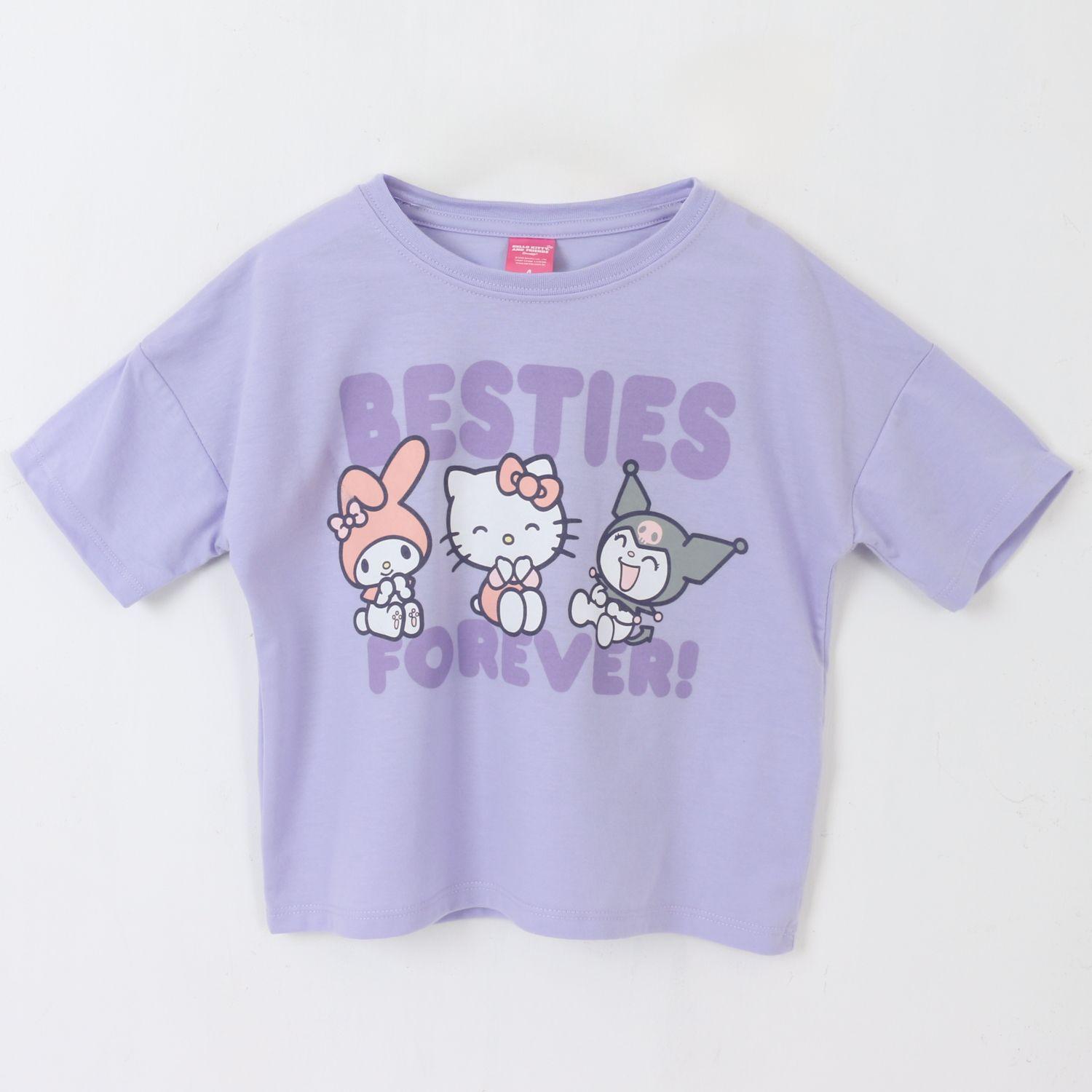 Polera Manga Corta Niña Morado Friends Forever Hello Kitty-0