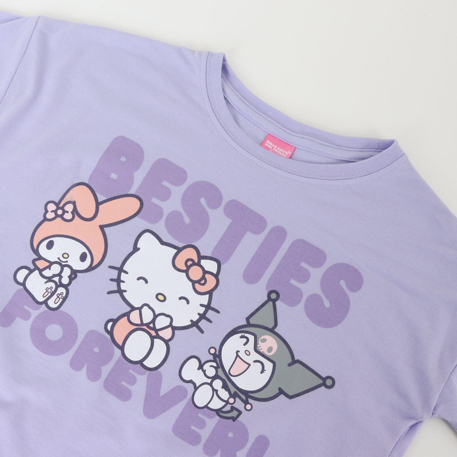 Polera Manga Corta Niña Morado Friends Forever Hello Kitty-2