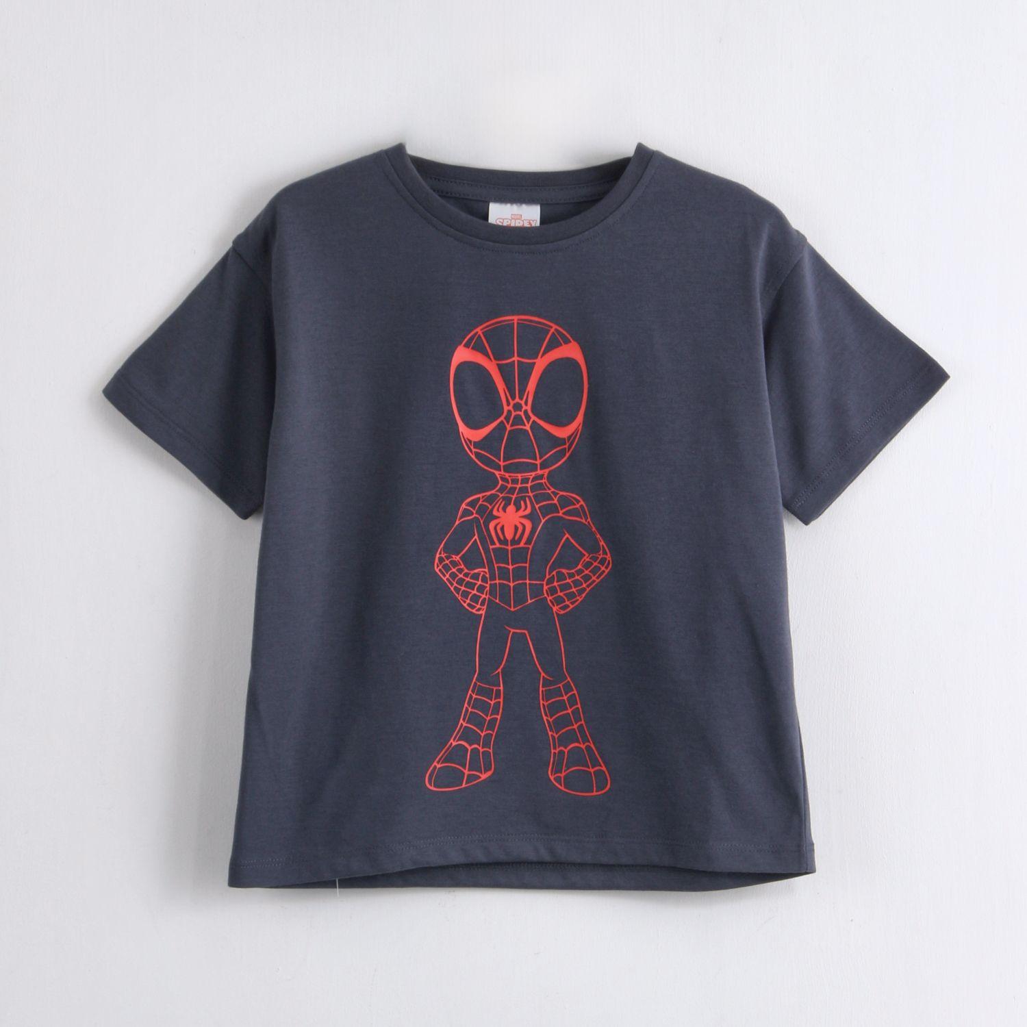 Polera Manga Corta Niño Spidey Marvel Outline Gris-1