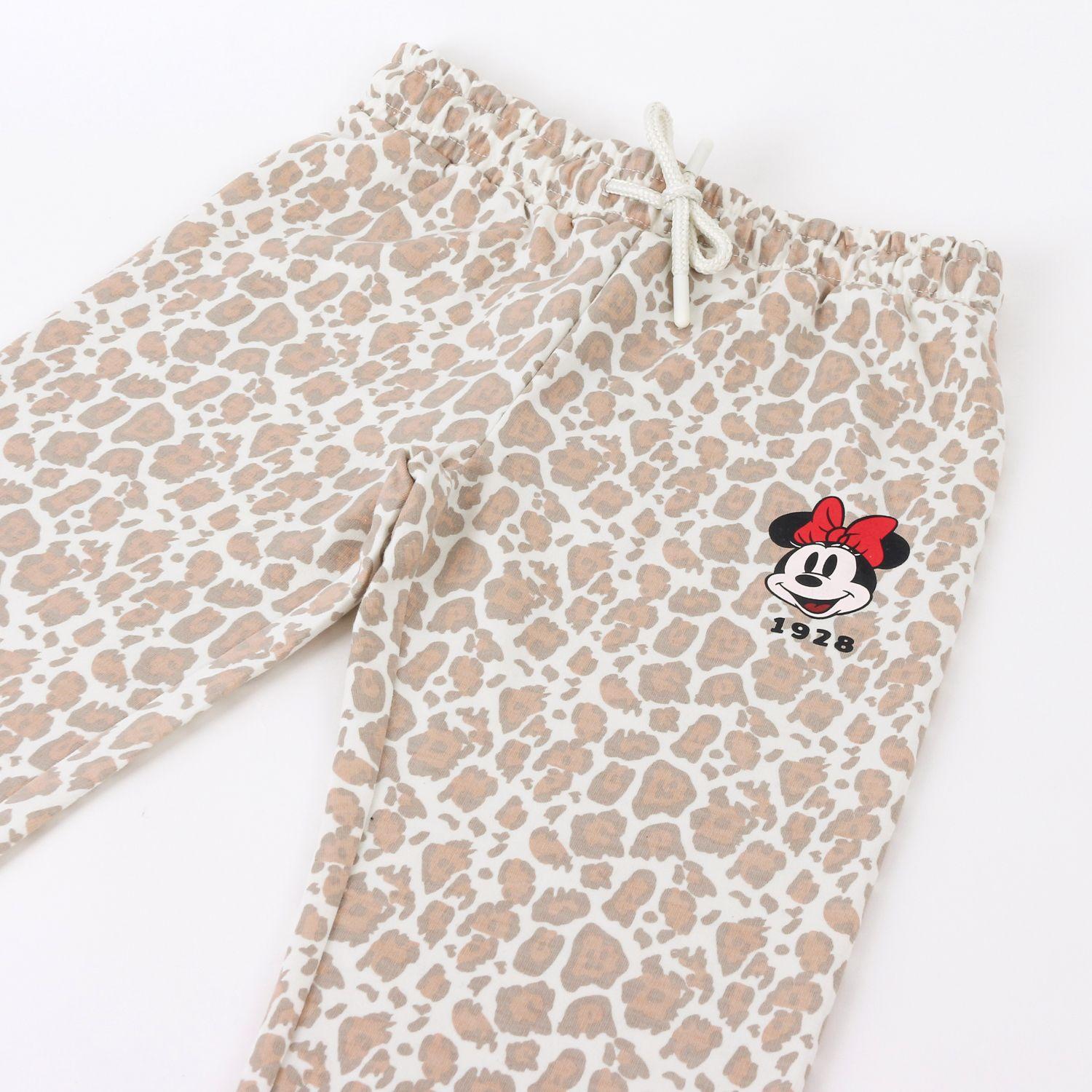 Pantalón de Buzo Niña Minnie Disney Animal Print Beige-2