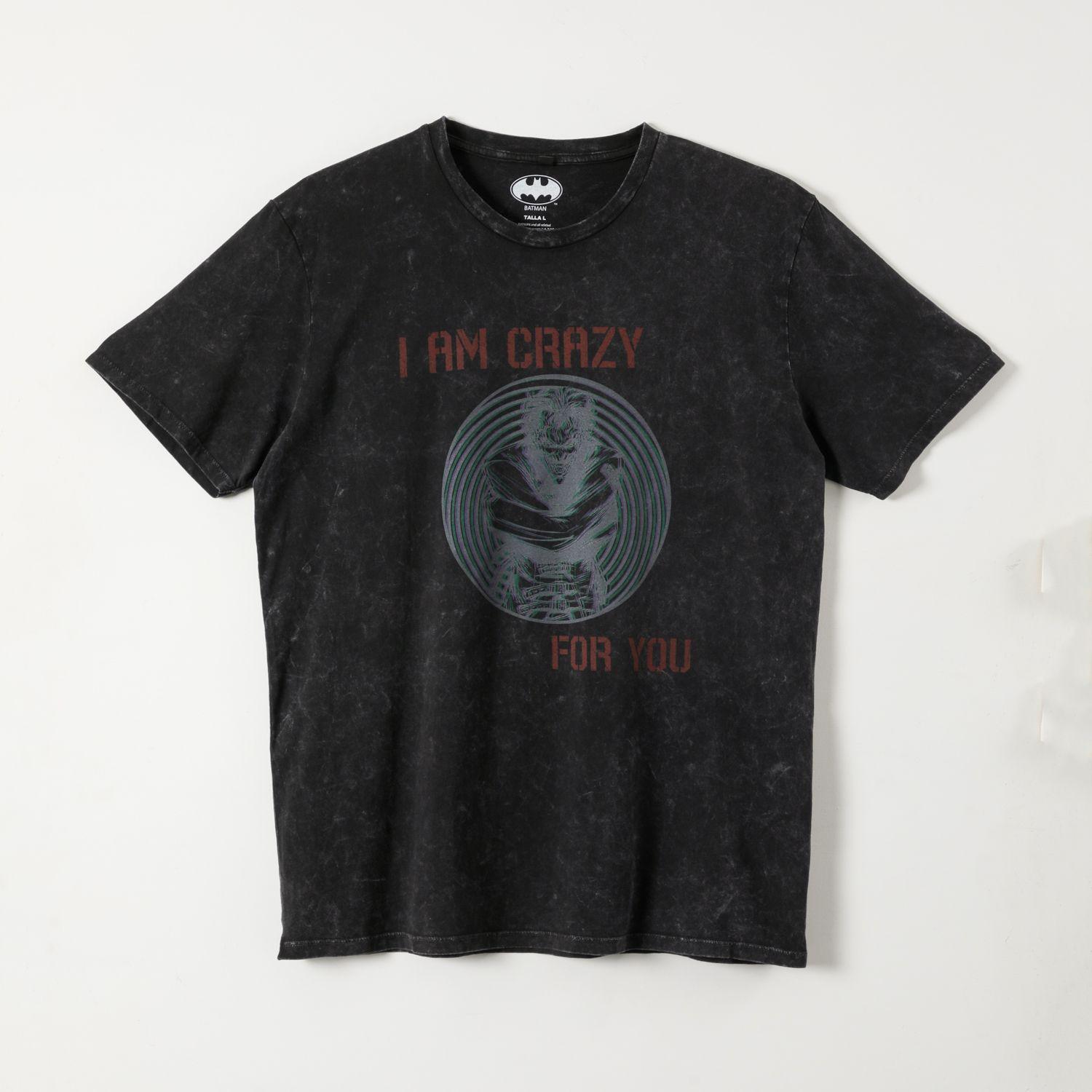 Polera Manga Corta Hombre I am crazy Gris DC Comics-0
