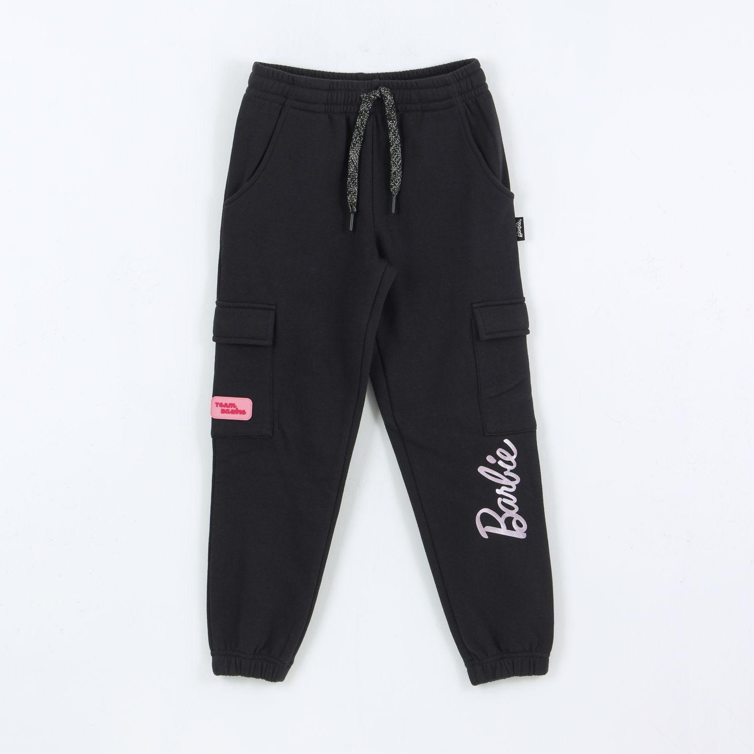 Pantalón de Buzo Niña Cargo Negro Barbie-0
