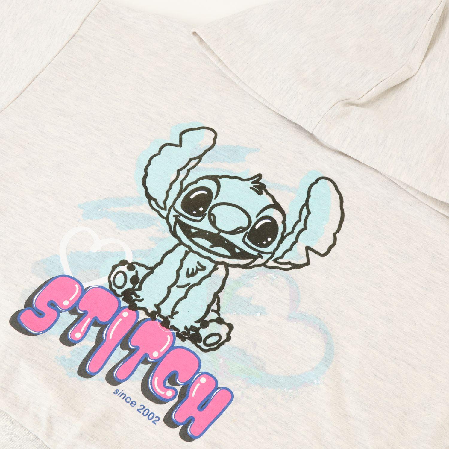 Poleron Cerrado Con Gorro Niña Lilo & Stitch Gris Disney-1