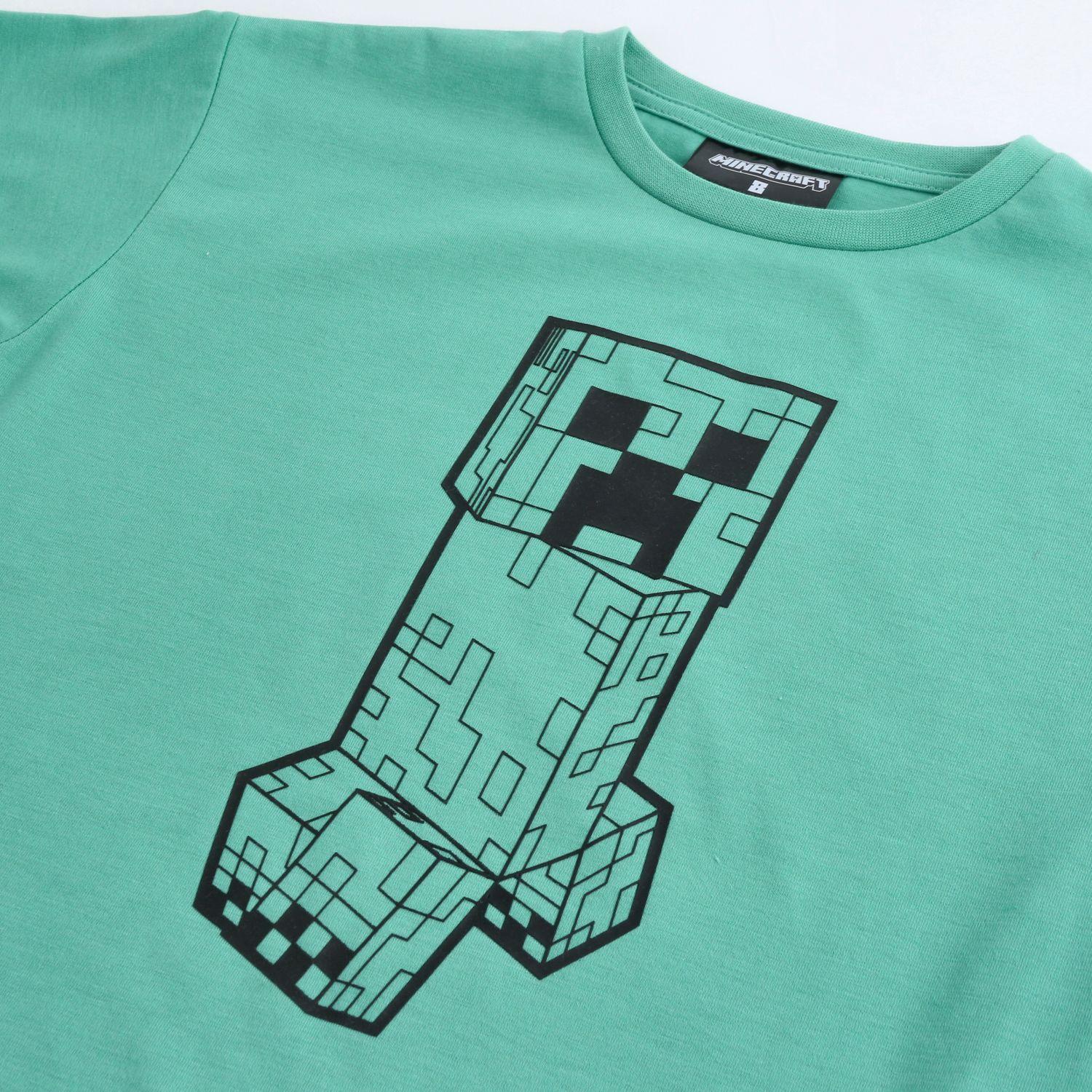 Polera Manga Corta Niño Minecraft Creeper Verde-2