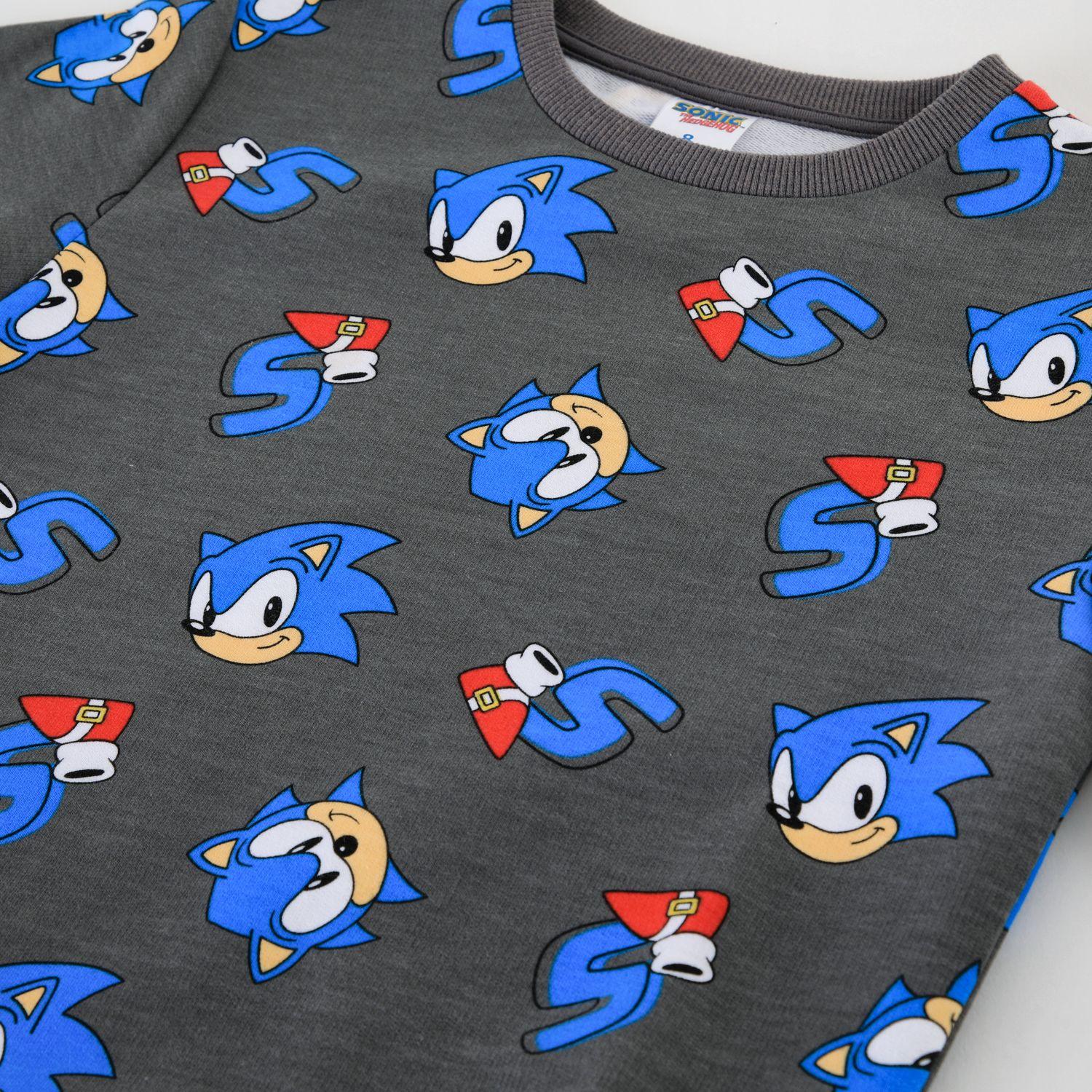 Polerón Cerrado Niño Sonic Full Print Gris-2