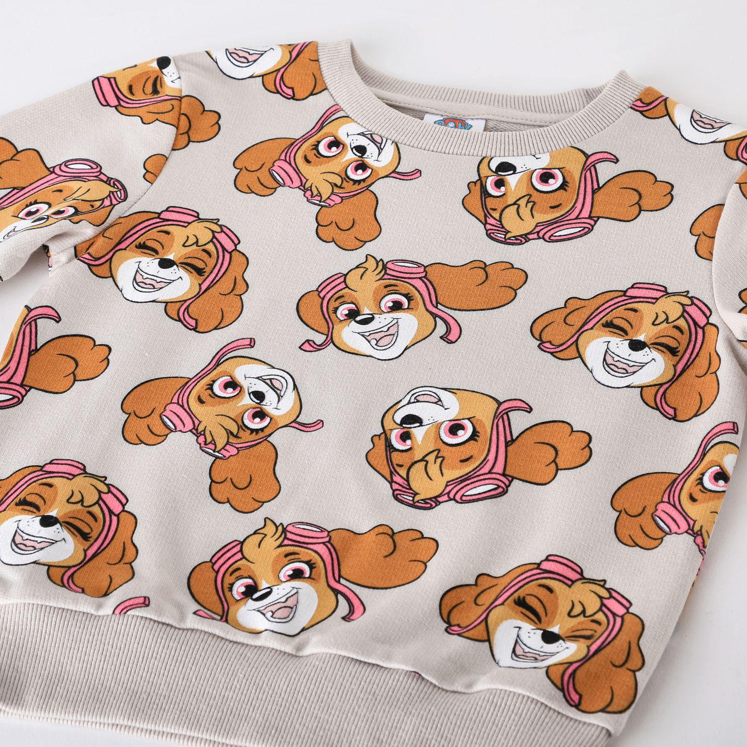 Polerón Cerrado Niña Paw Patrol Skye Full Print Beige-2