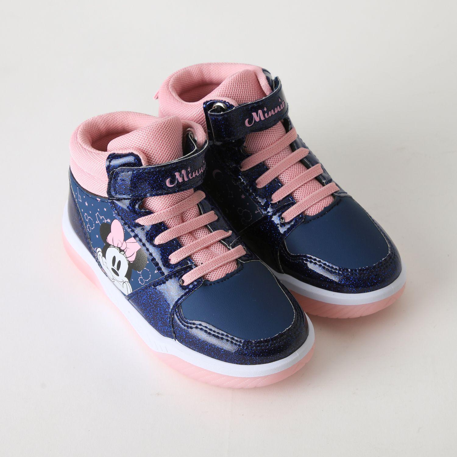 Zapatilla Caña Alta Niña Luces Azul Minnie Disney-1