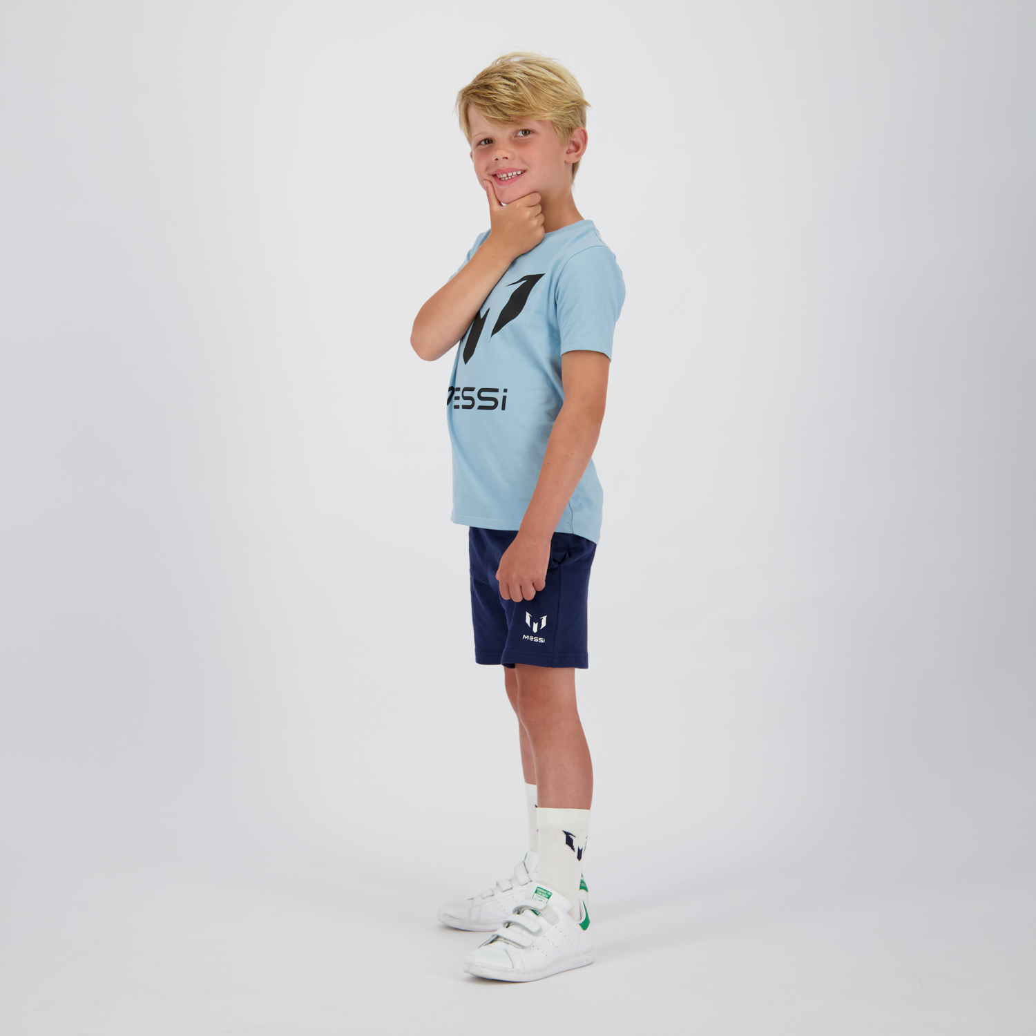 Polera Manga Corta Niño Logo Celeste Messi-1