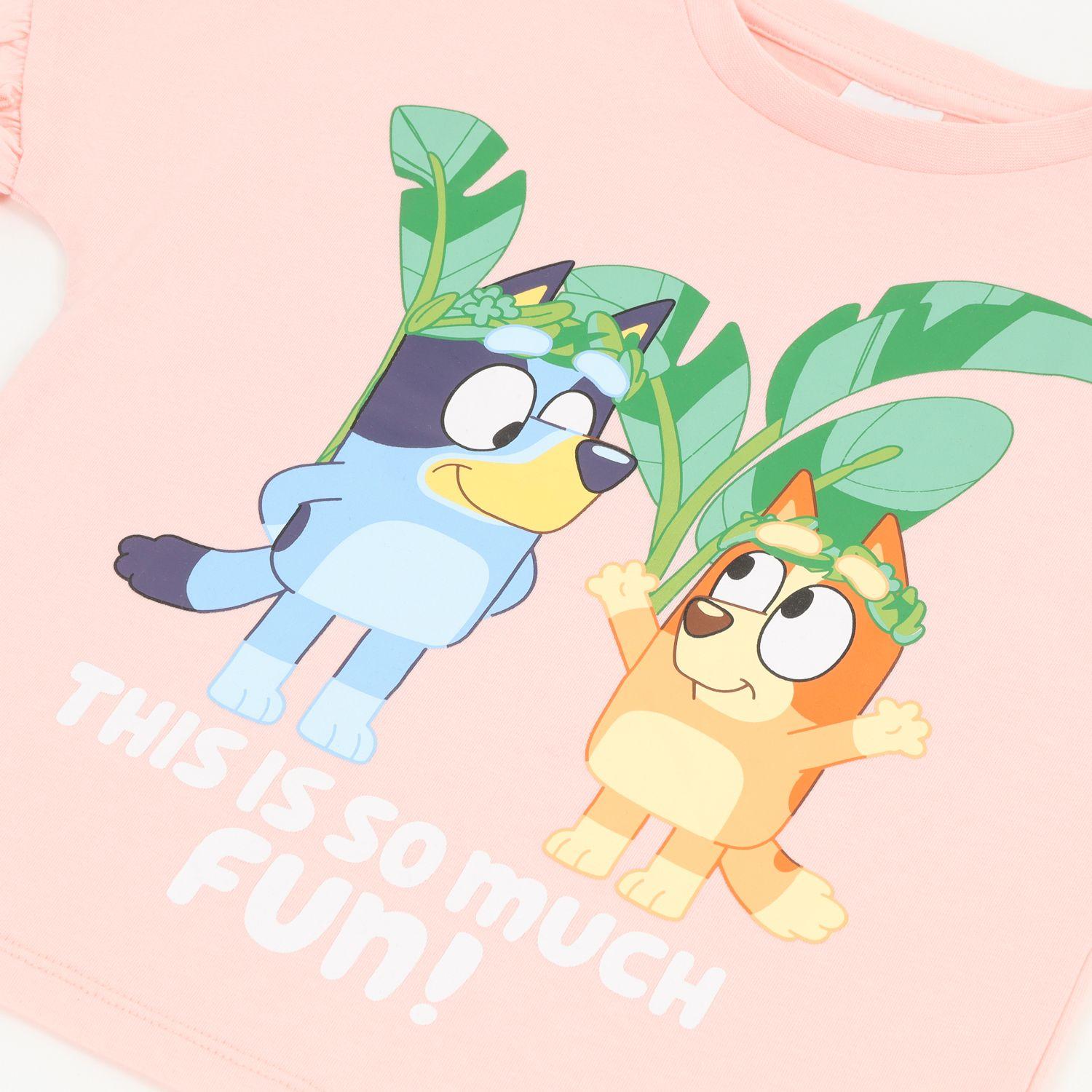 Polera Manga Corta Niña Damasco Palmeras Bluey-2