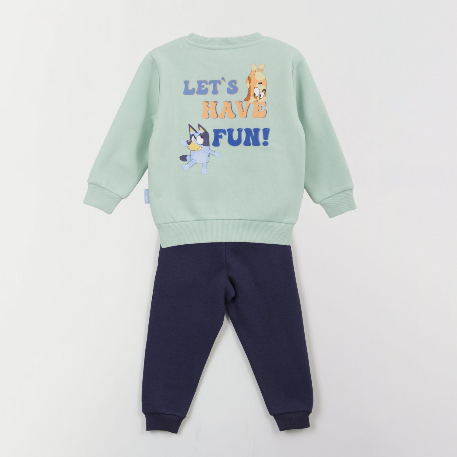Conjunto Buzo Niño Back Print Lets Have Fun Verde Bluey-1