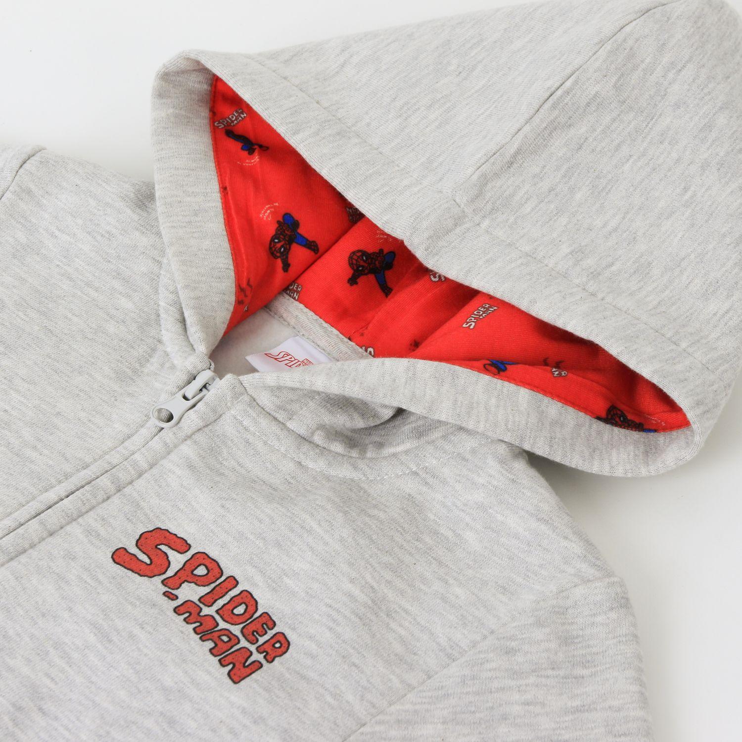 Polerón con Cierre Niño Spiderman Gris Marvel-2