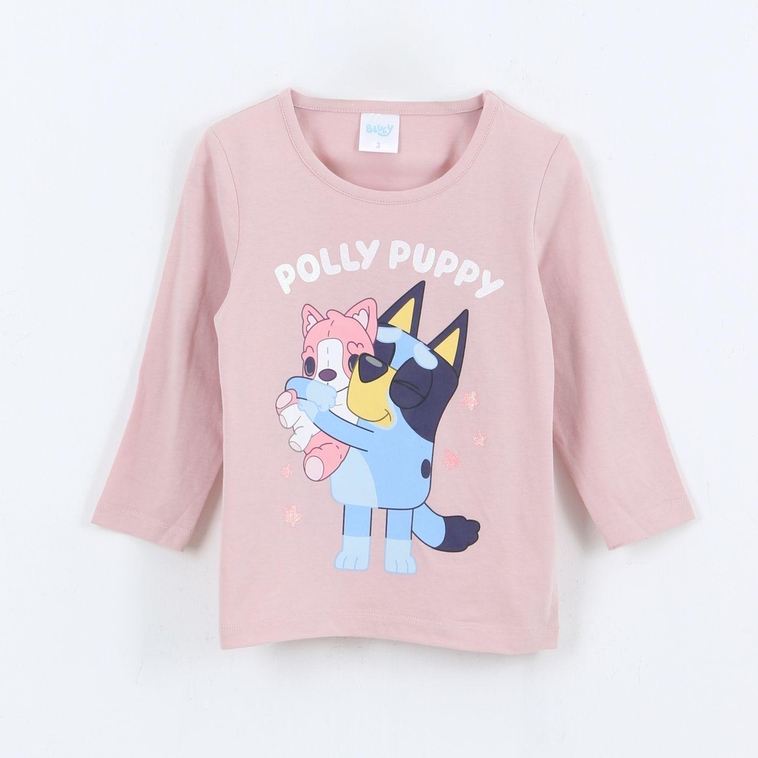 Polera Manga Larga Niña Polly Puppy Rosado Bluey-0