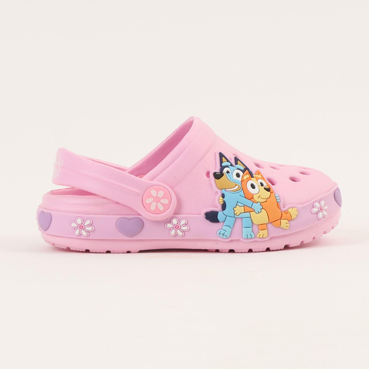 Zueco Niña Rosa Corazones y Flores Bluey-0