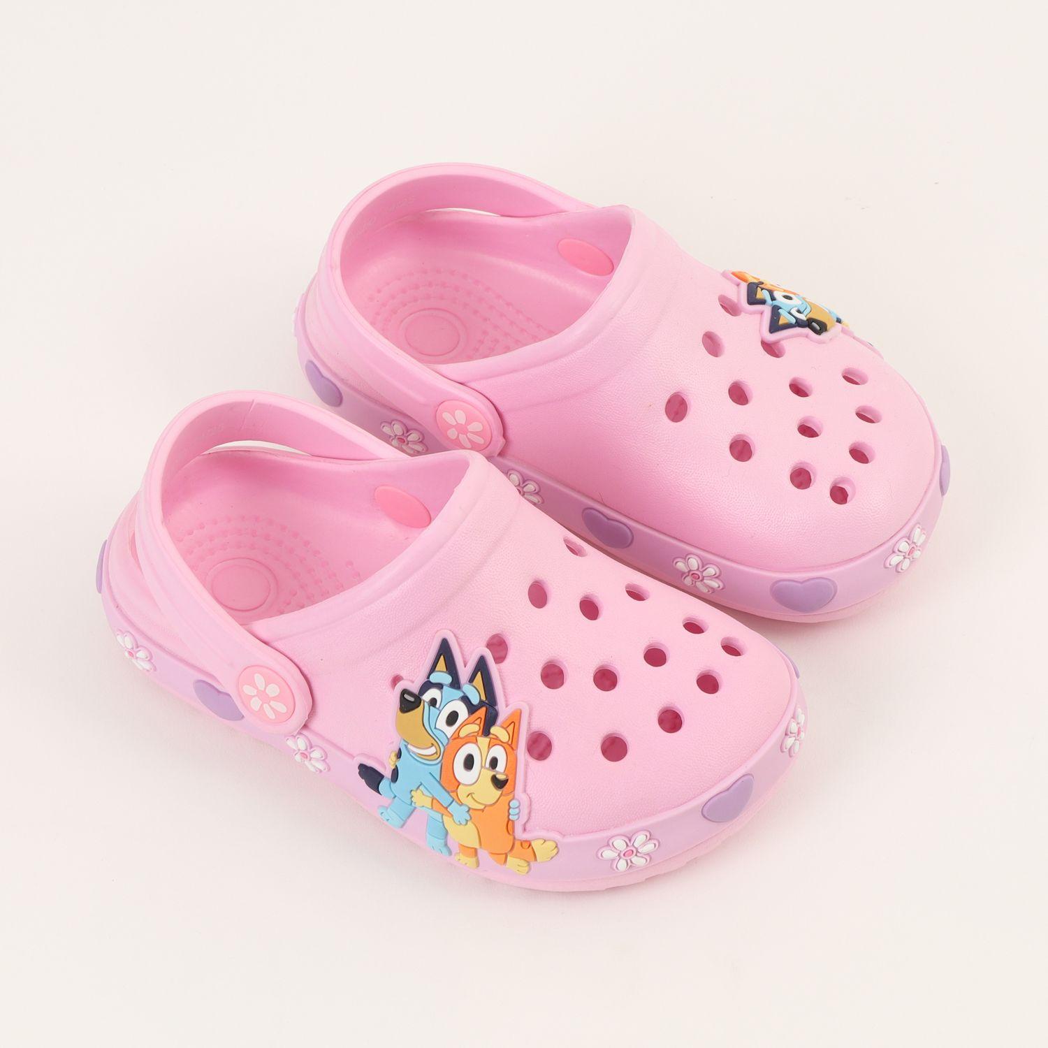 Zueco Niña Rosa Corazones y Flores Bluey-1