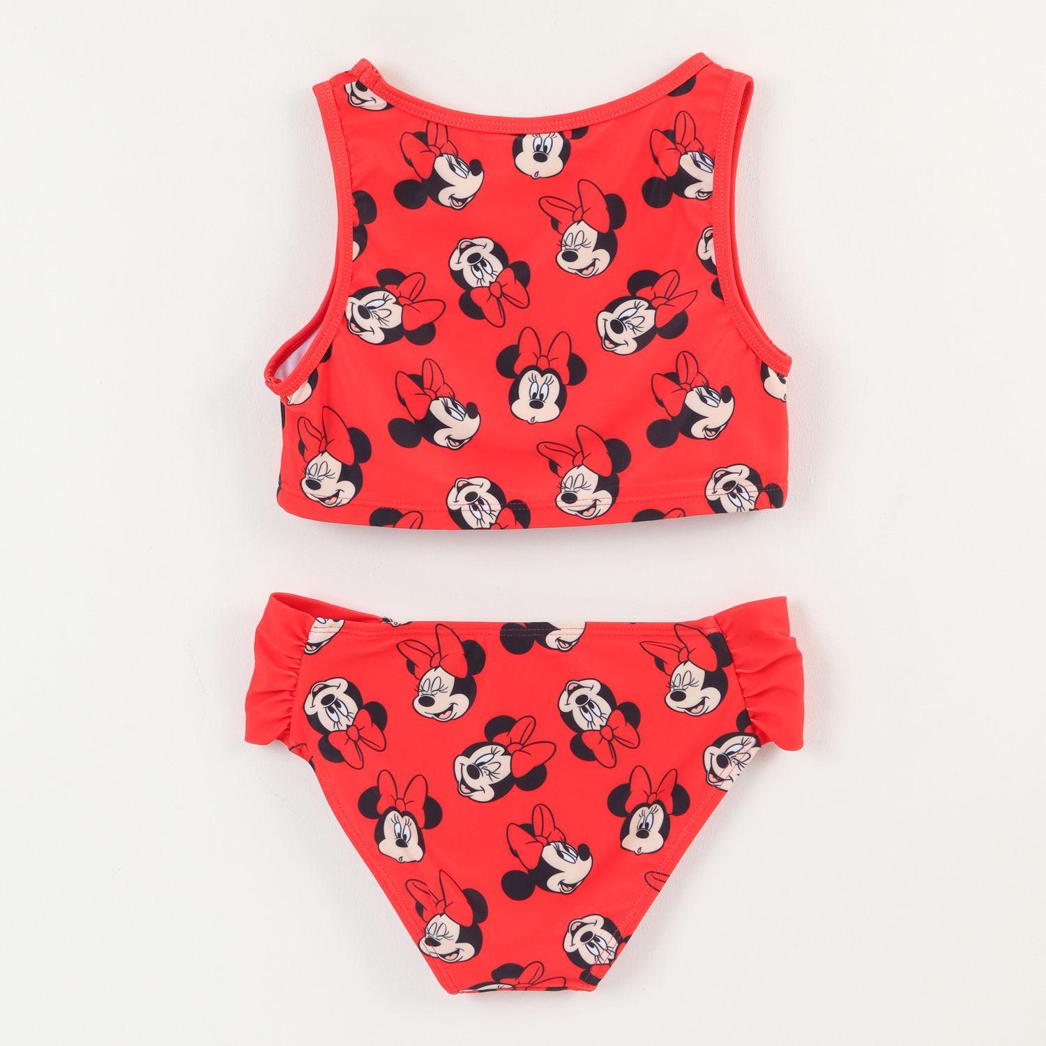 Bikini y Bolsa Rojo Niña Full Print Caritas Minnie Disney-1