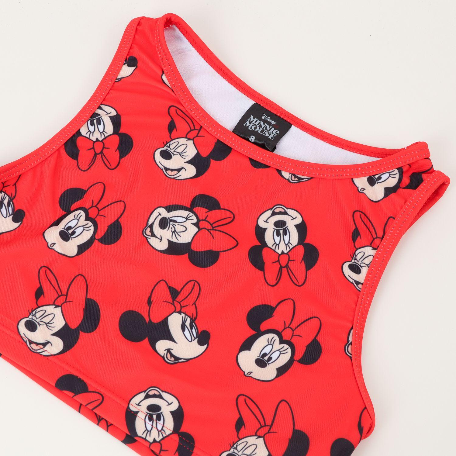 Bikini y Bolsa Rojo Niña Full Print Caritas Minnie Disney-2