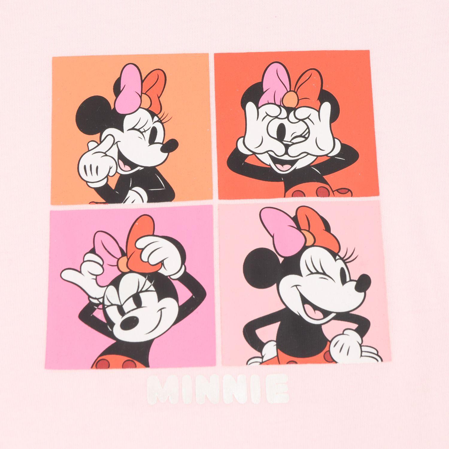 Polera Manga Corta Niña Rosado Cuadros Minnie Disney-2