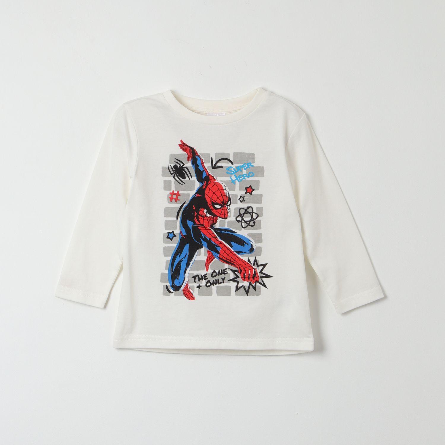 Polera Manga Larga Niño Spiderman The One Blanco Marvel-0