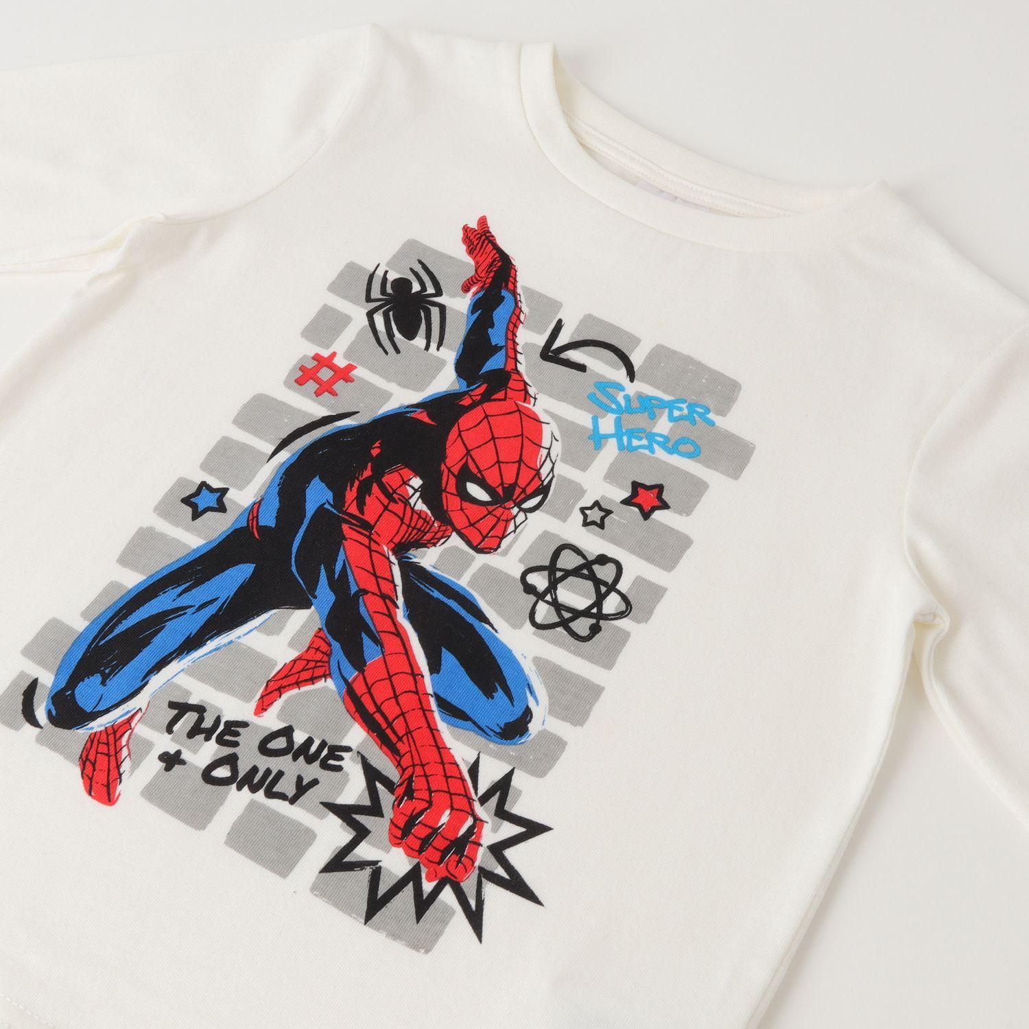 Polera Manga Larga Niño Spiderman The One Blanco Marvel-1