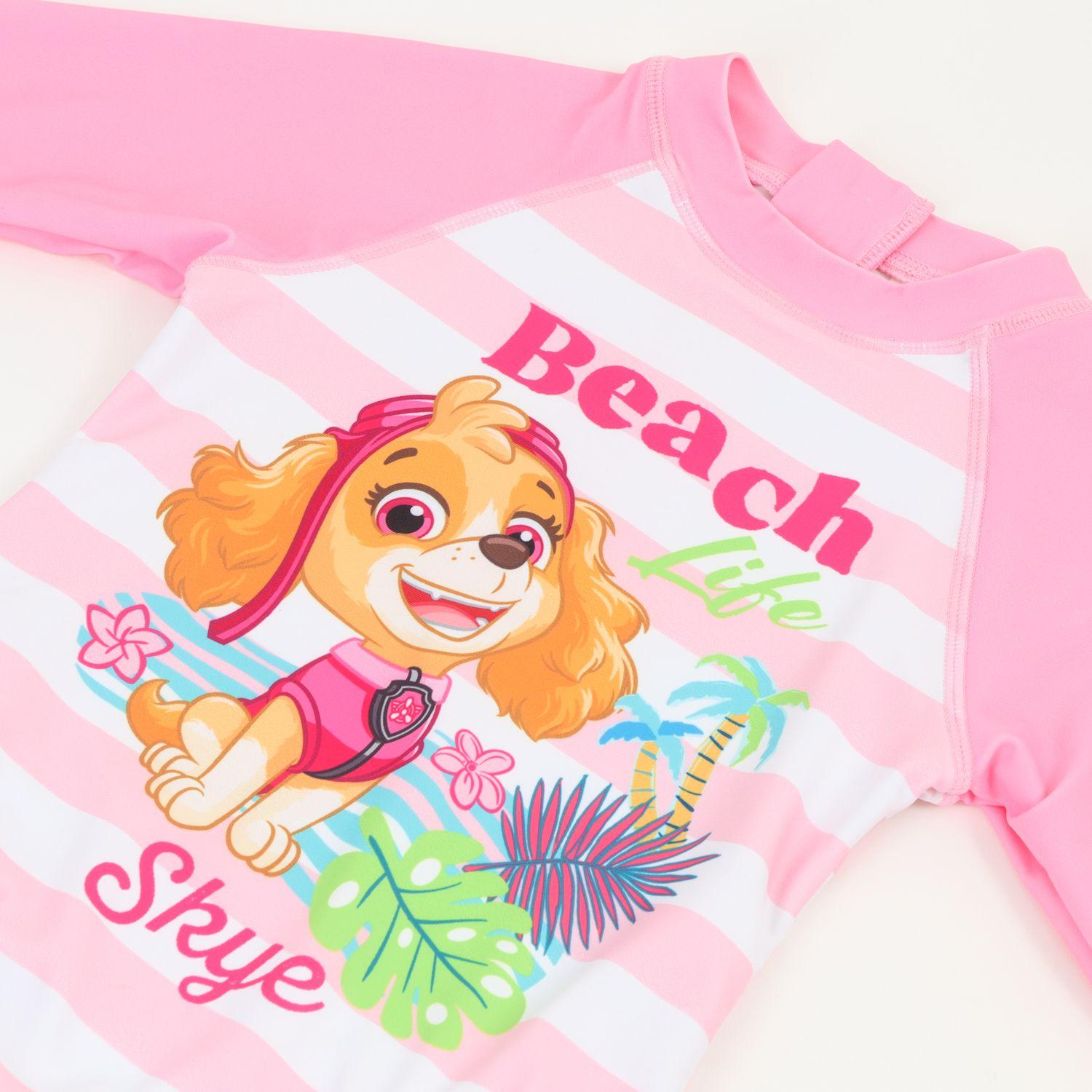 Traje de baño Niña Rosado Rayas Estampado Paw Patrol-2