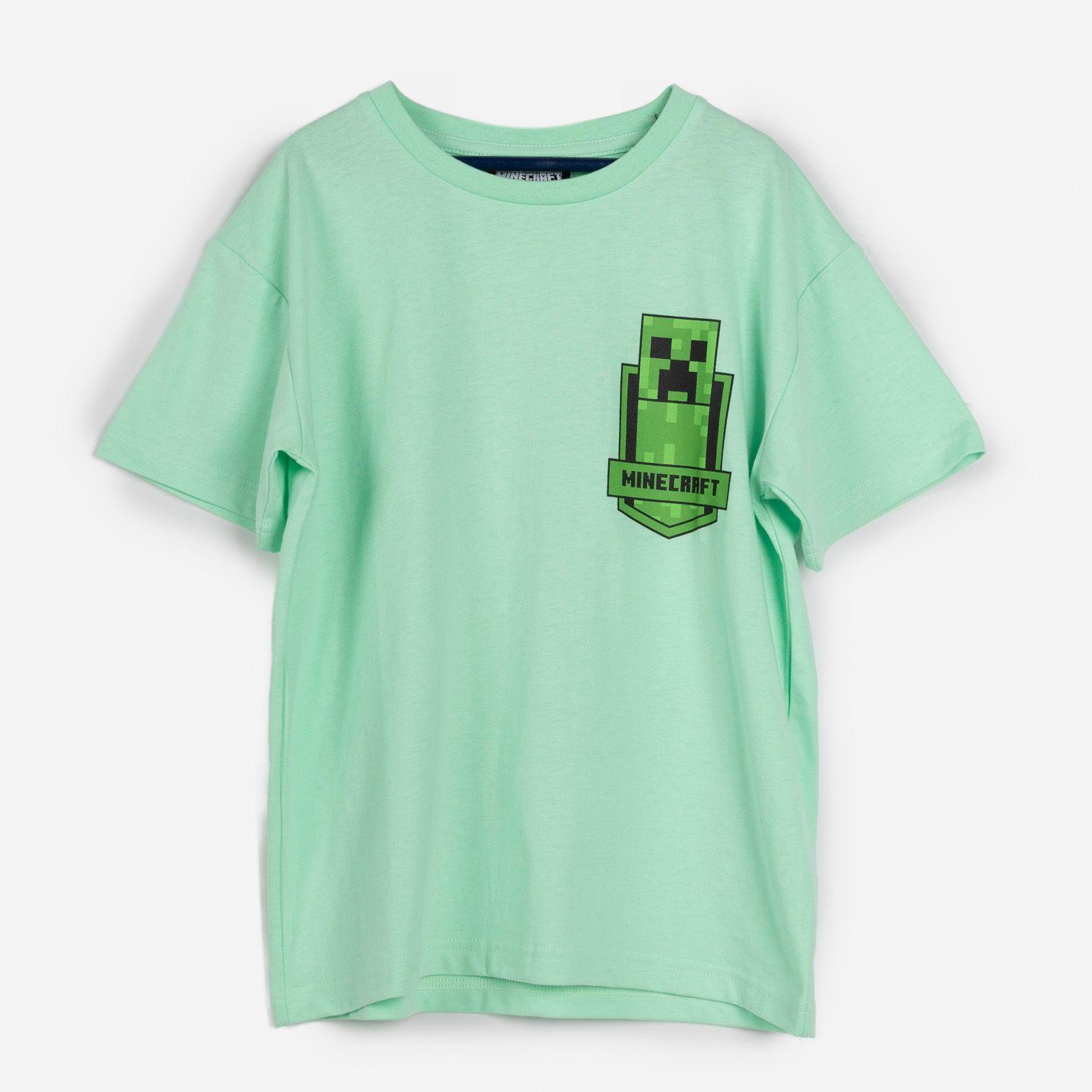 Polera Manga Corta Niño Creepers Espald Verde Minecraft-0
