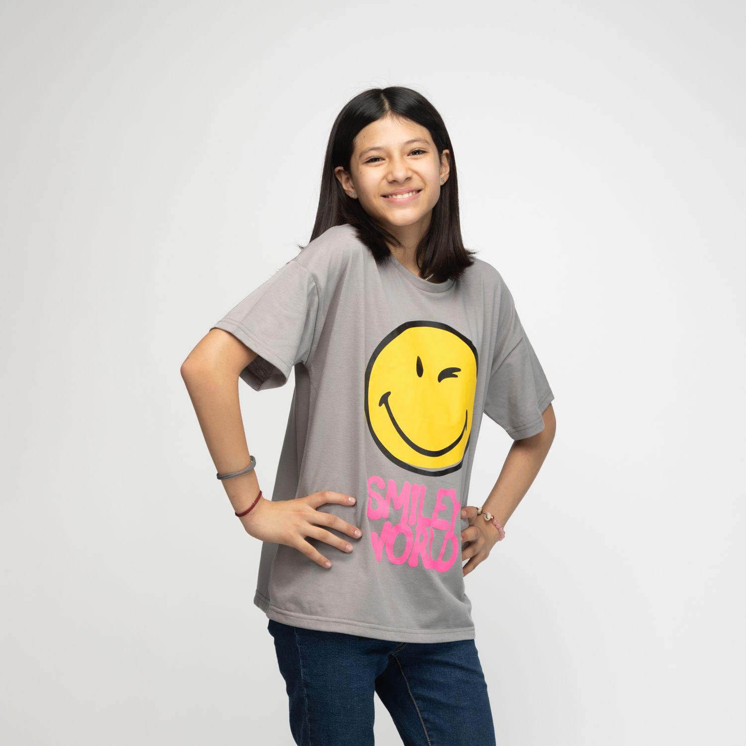 Polera Niña Smiley World Gris SmileyWorld ®-0