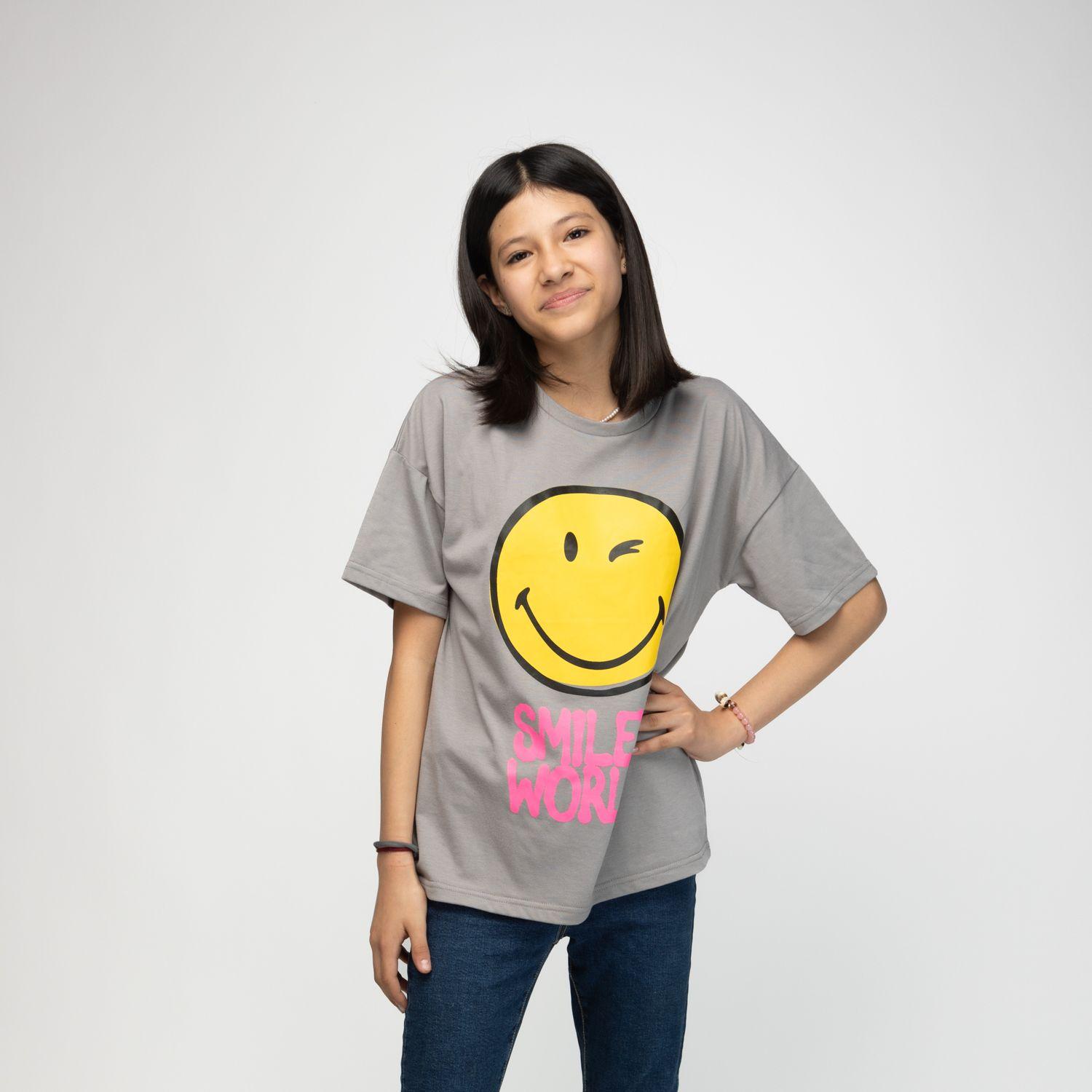 Polera Niña Smiley World Gris SmileyWorld ®-1
