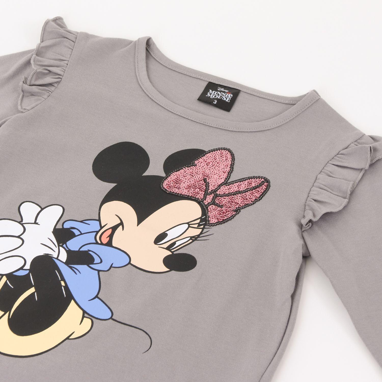 Polera Manga Larga Niña Vuelos Minnie Mouse Gris Disney-2