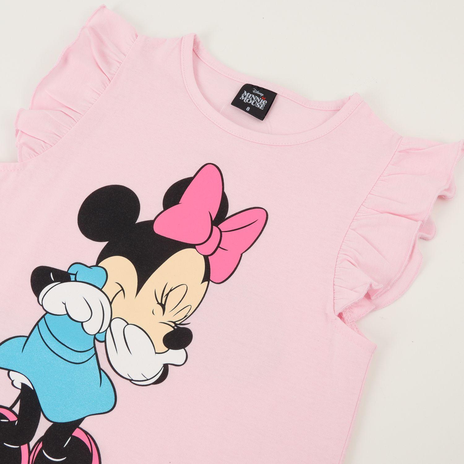Polera Manga Corta Niña Rosado Minnie Risa Disney-2