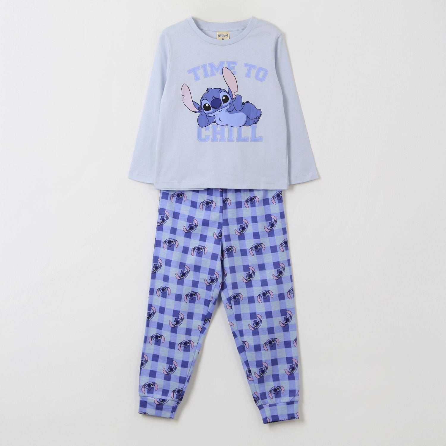 Pijama Manga Larga Niña Time To Chill Stitch Celeste Disney-0