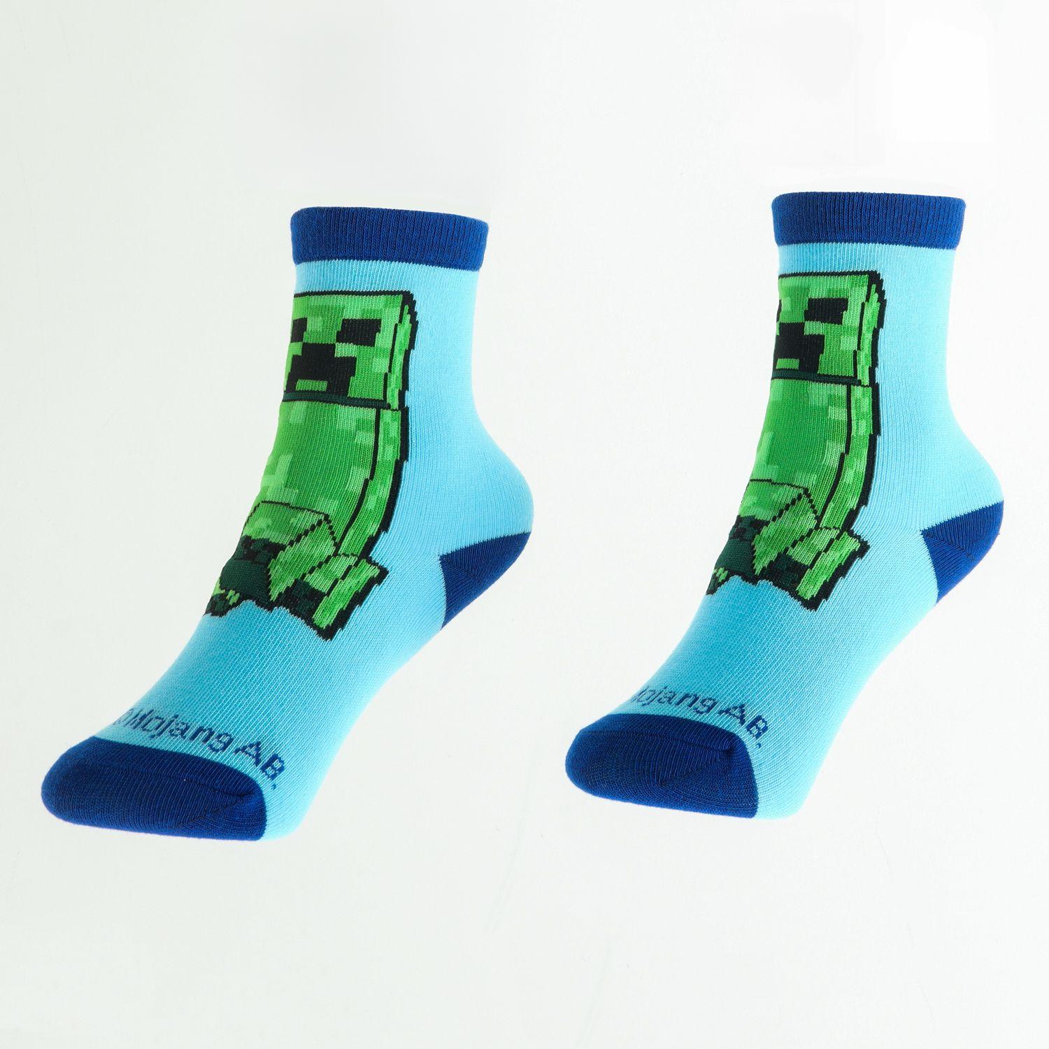 Pack Calcetines Niño Creeper Zombie Y Pato Celeste Minecraft-1