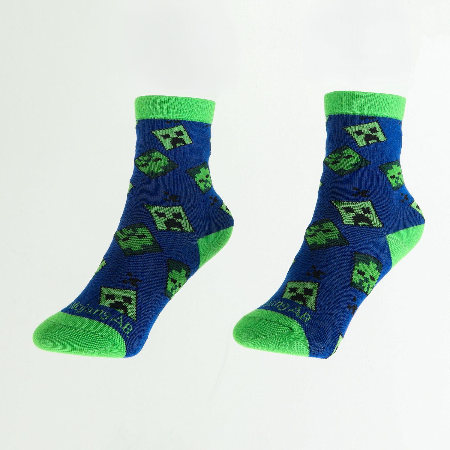 Pack Calcetines Niño Creeper Zombie Y Pato Celeste Minecraft-2