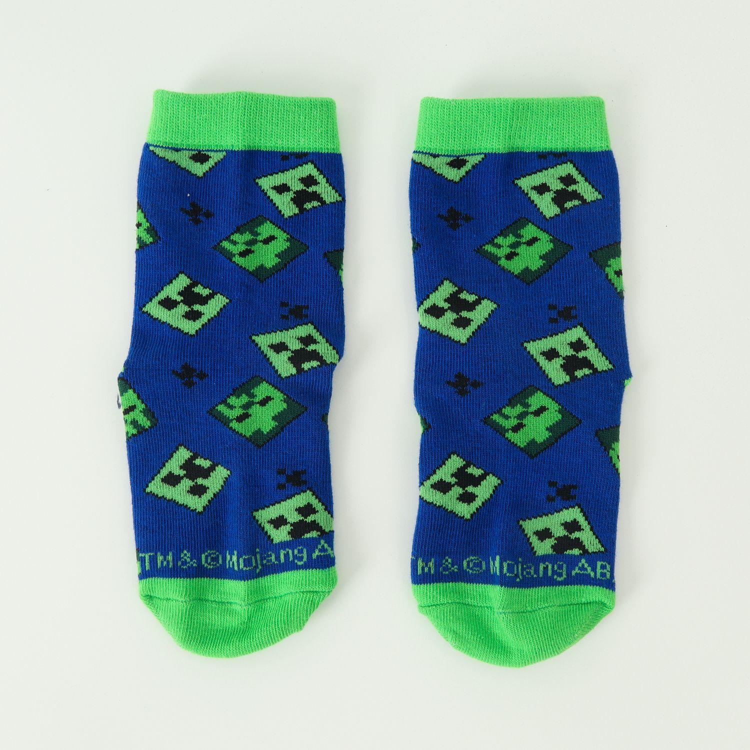 Pack Calcetines Niño Creeper Zombie Y Pato Celeste Minecraft-5