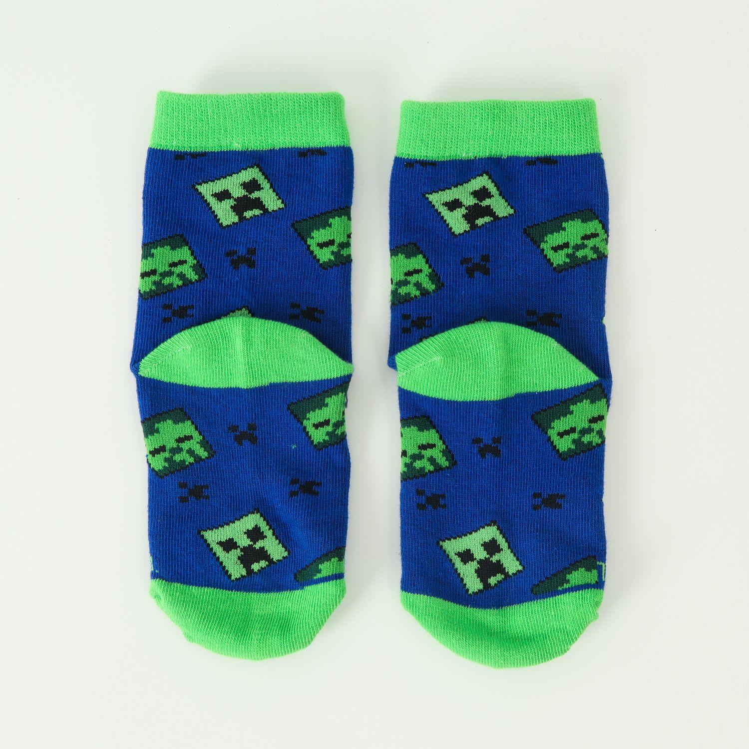 Pack Calcetines Niño Creeper Zombie Y Pato Celeste Minecraft-6