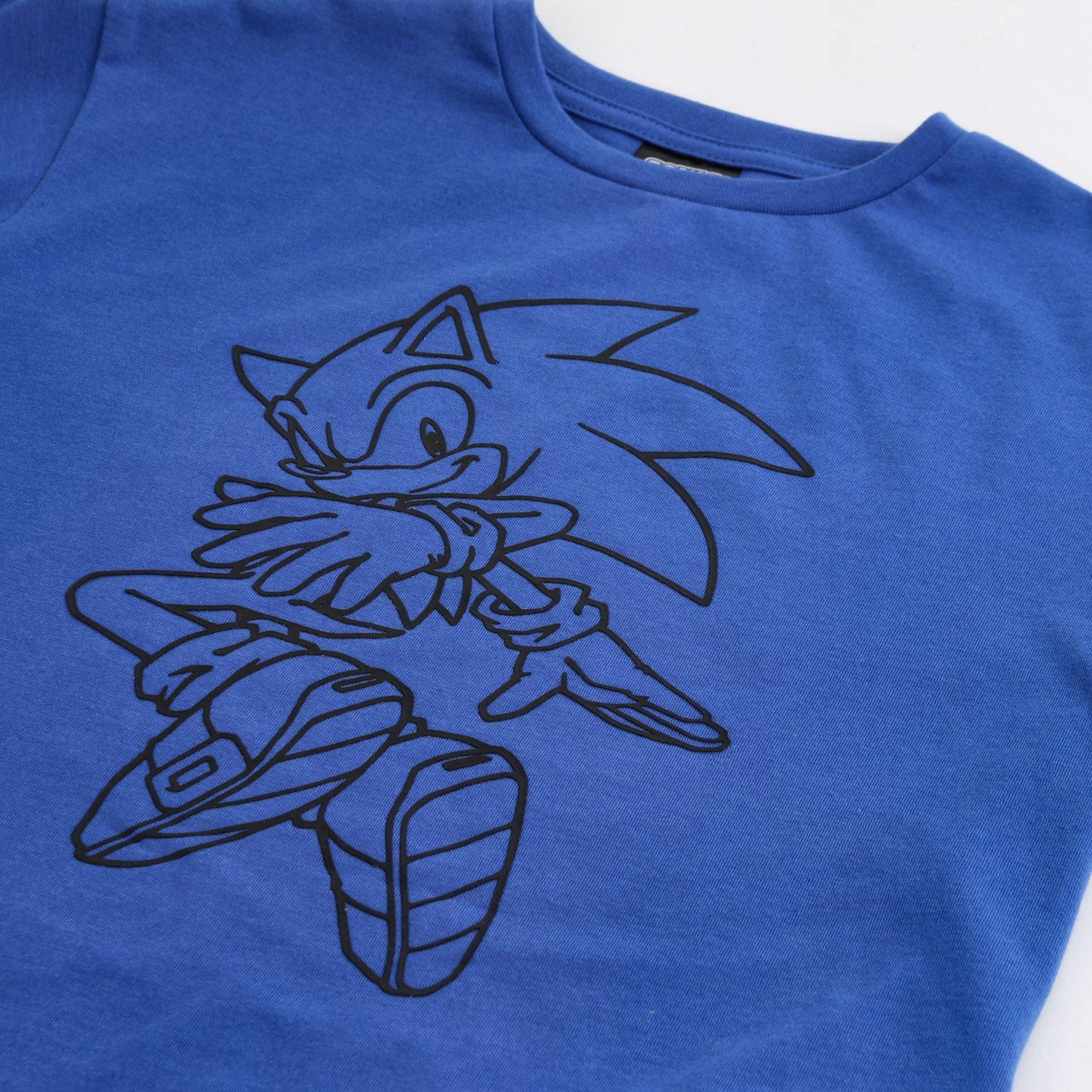Polera Manga Corta Niño Sonic Outline Azul-2