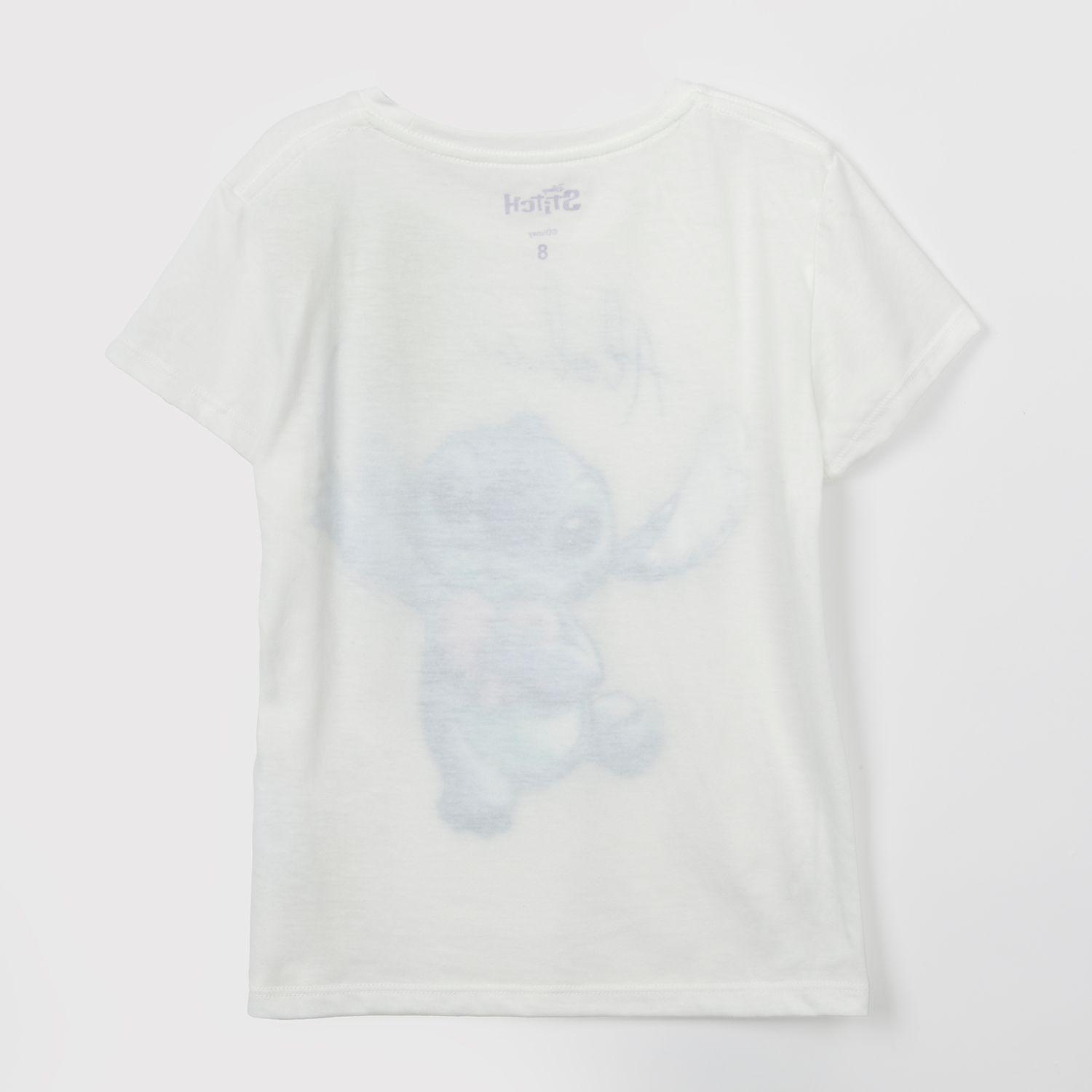 Polera Manga Corta Niña Aloha Lilo y Stitch Blanco Disney-1