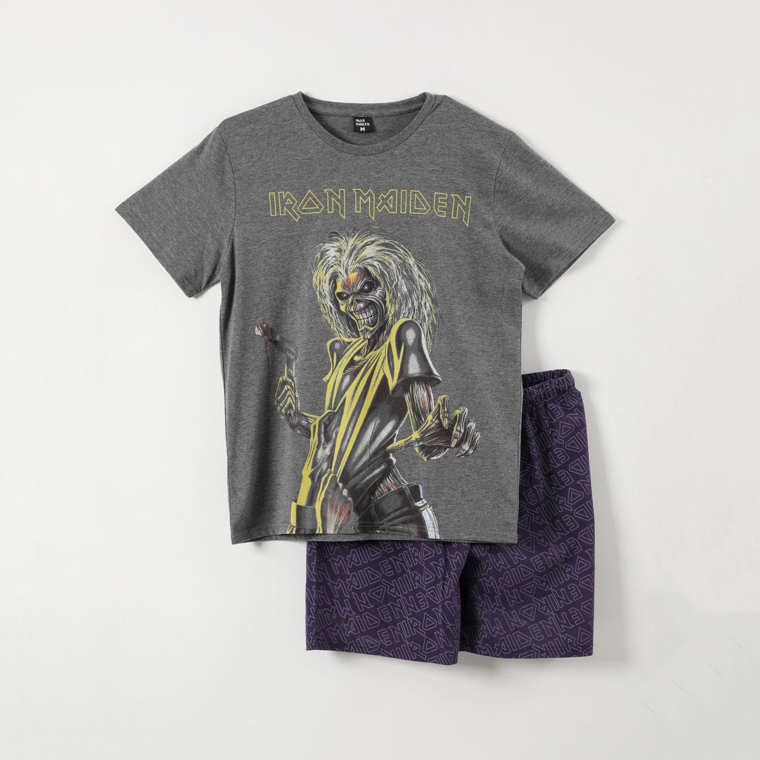 Pijama Hombre Calavera Gris Iron Maiden-0