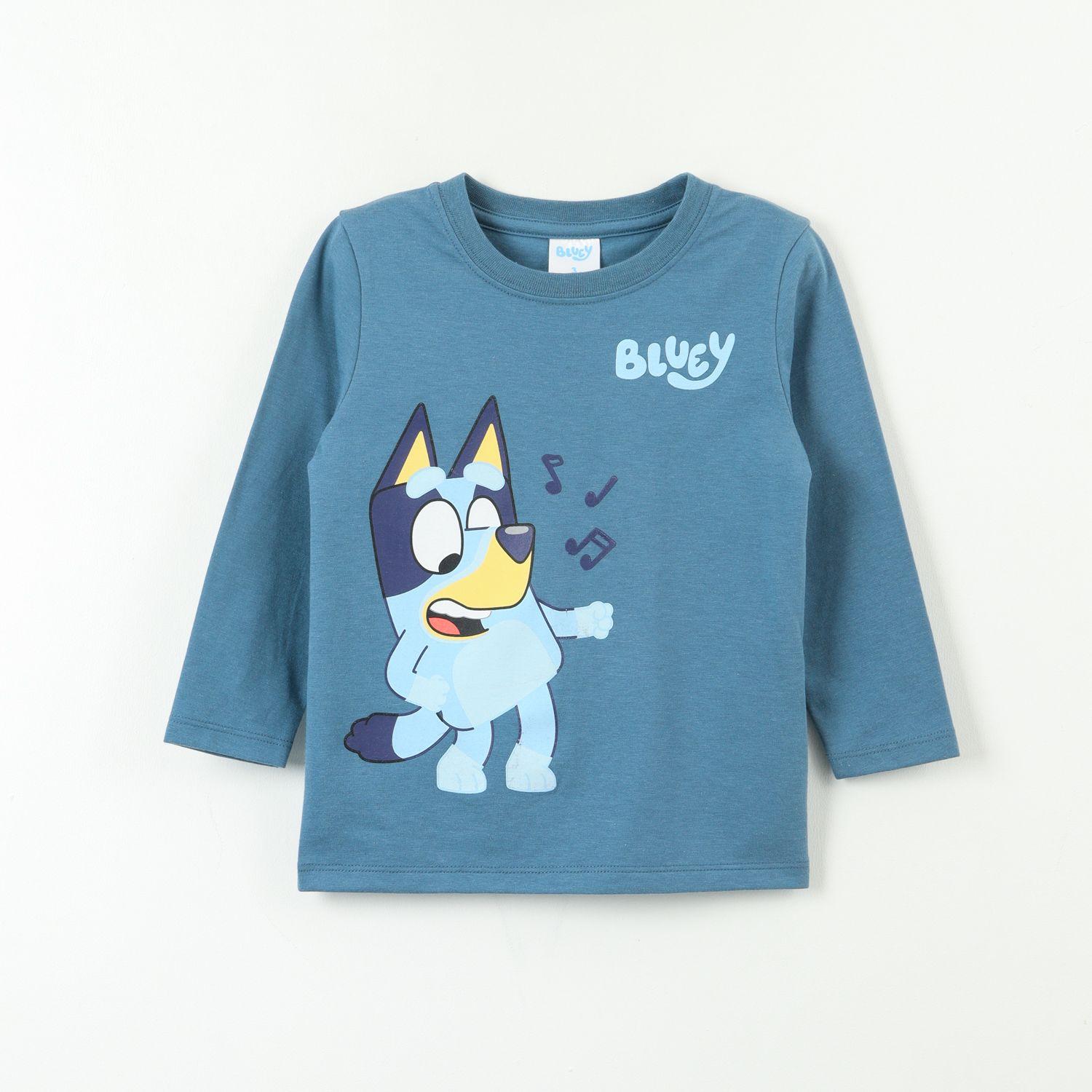 Polera Manga Larga Niño Music Notes Azul Bluey-0