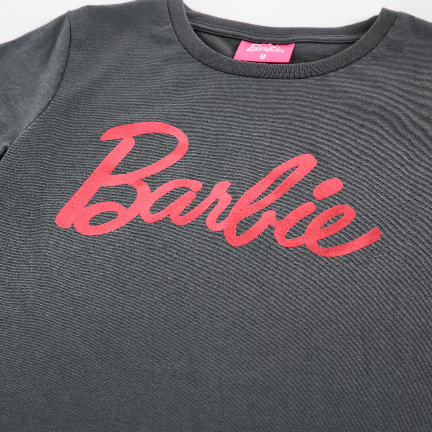 Polera Manga Corta Niña Barbie Logo Foil Gris-2