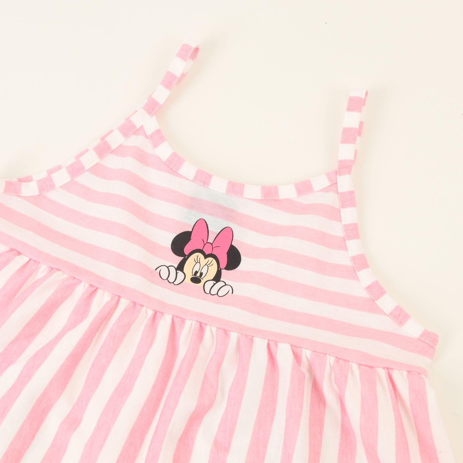 Polera Sin Manga Niña Rosado Rayas Minnie Mouse Disney-2