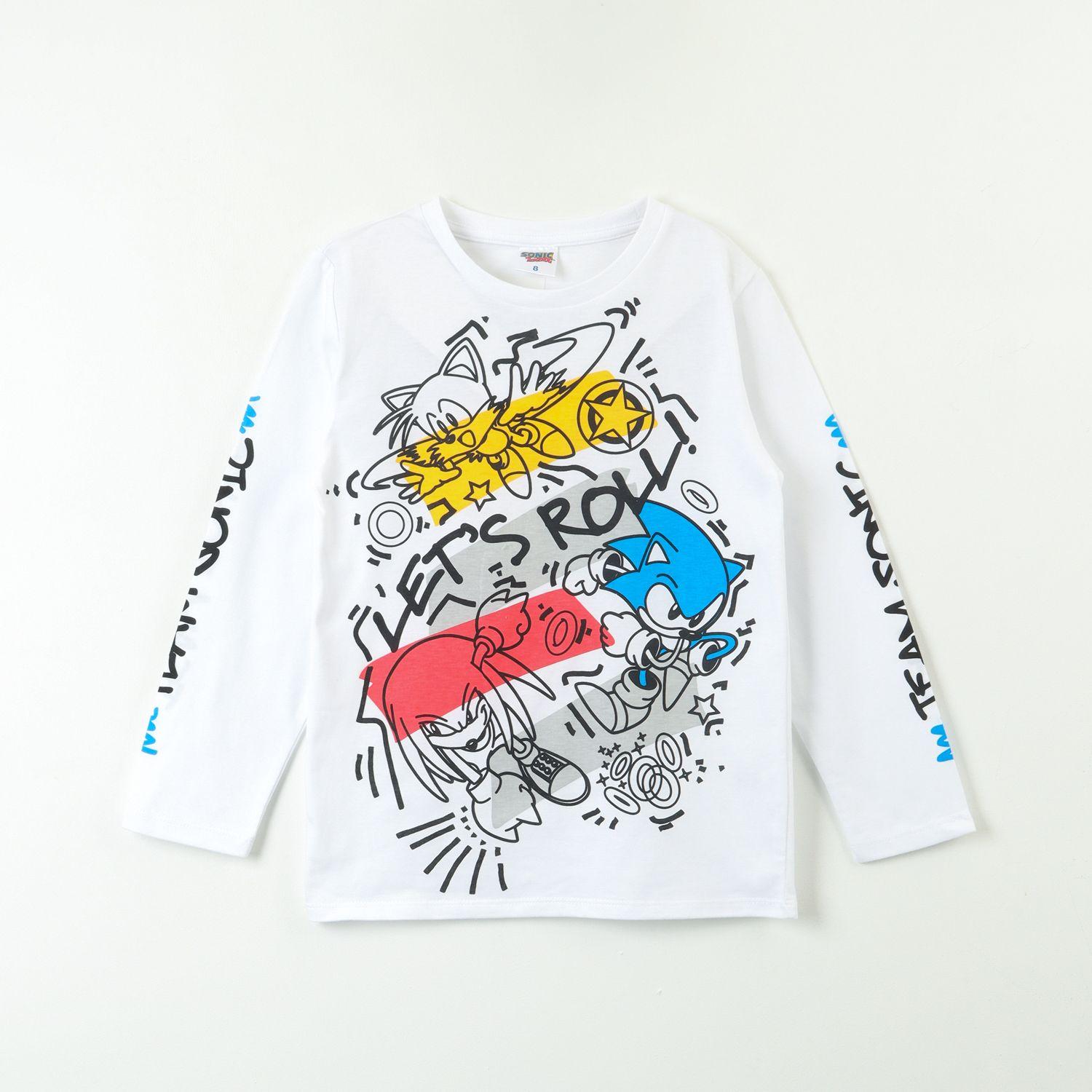 Polera Manga Larga Niño Graffiti Blanco Sonic-0