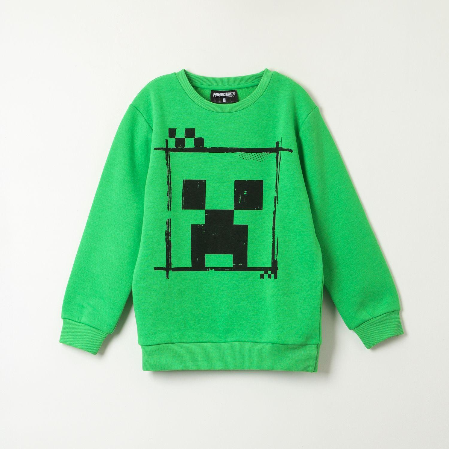 Poleron Niño Creeper Face Verde Minecraft-0