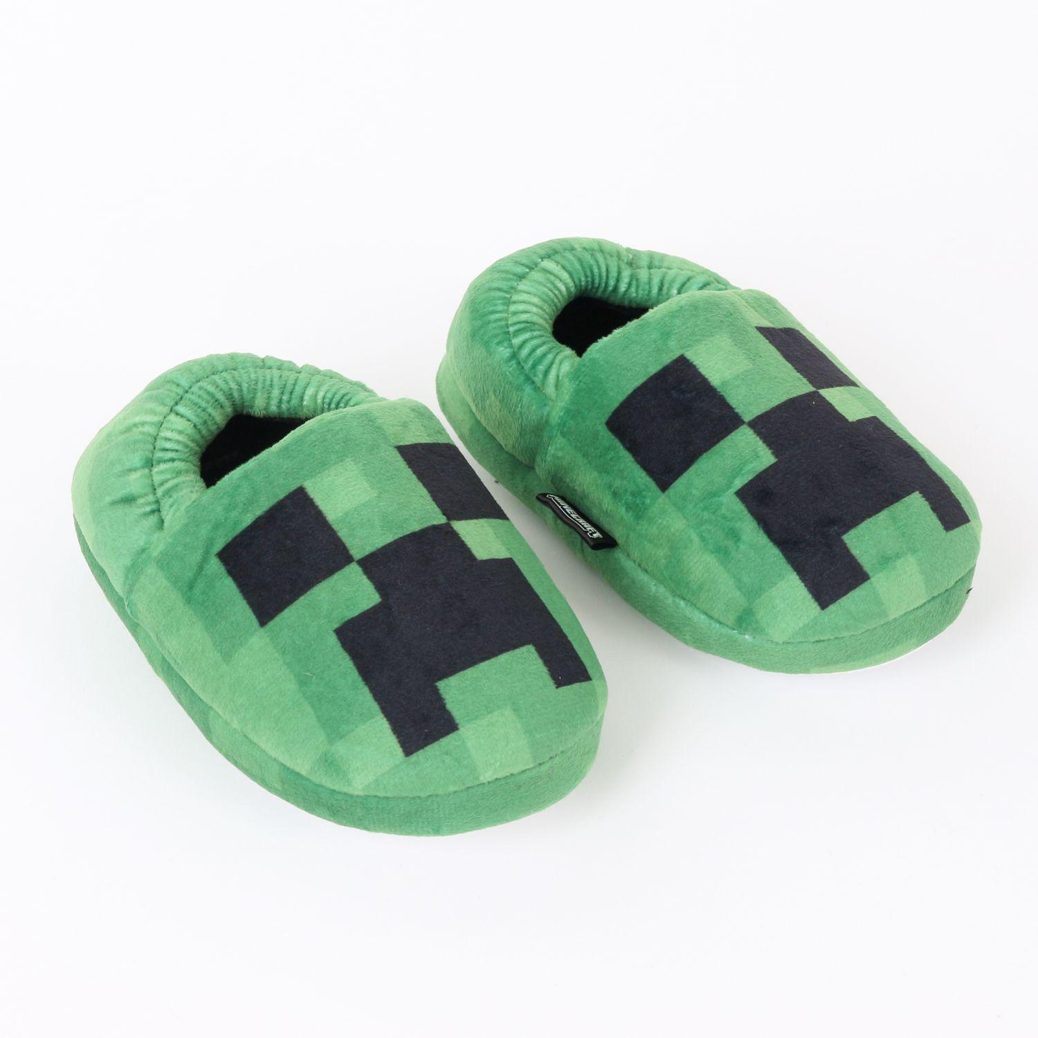 Pantufla Niño Creeper Face Verde Minecraft-1