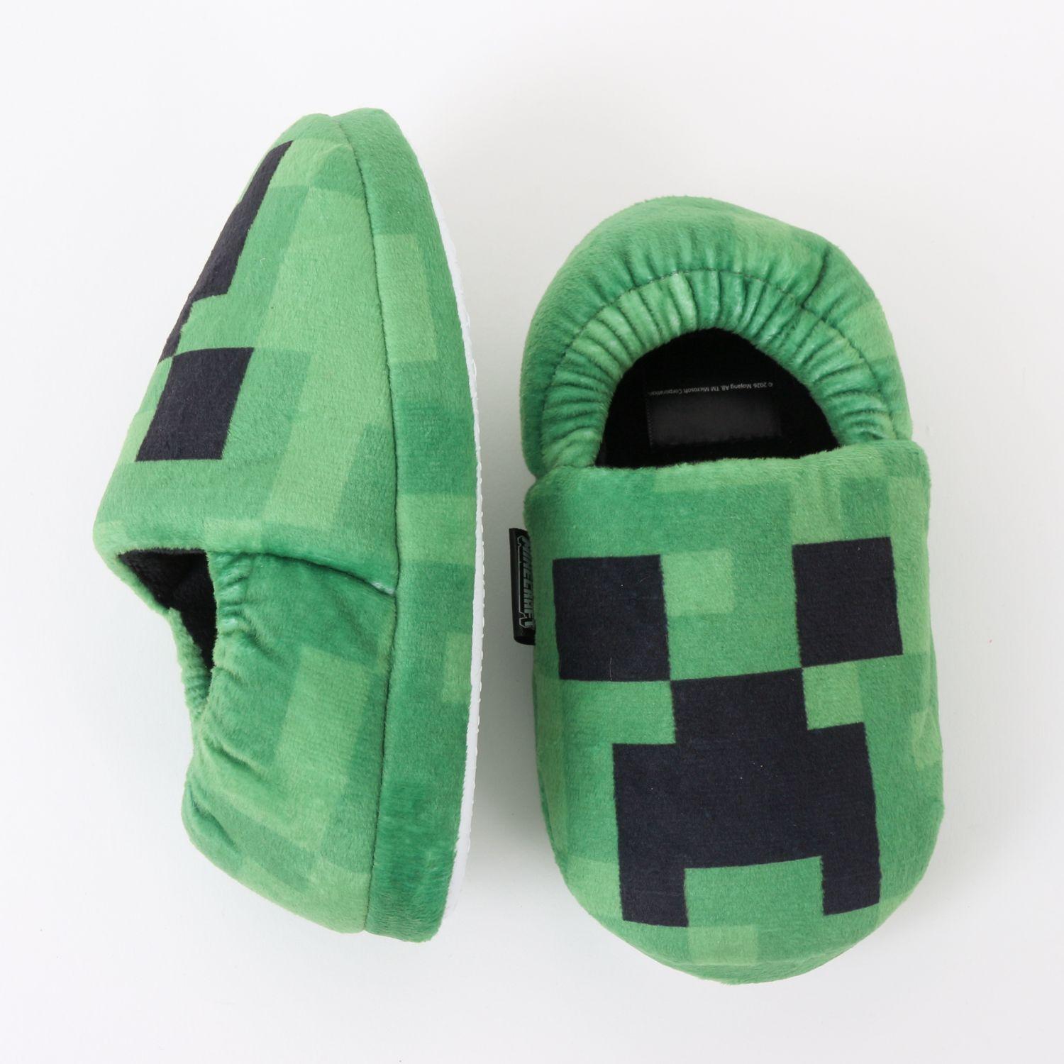 Pantufla Niño Creeper Face Verde Minecraft-4
