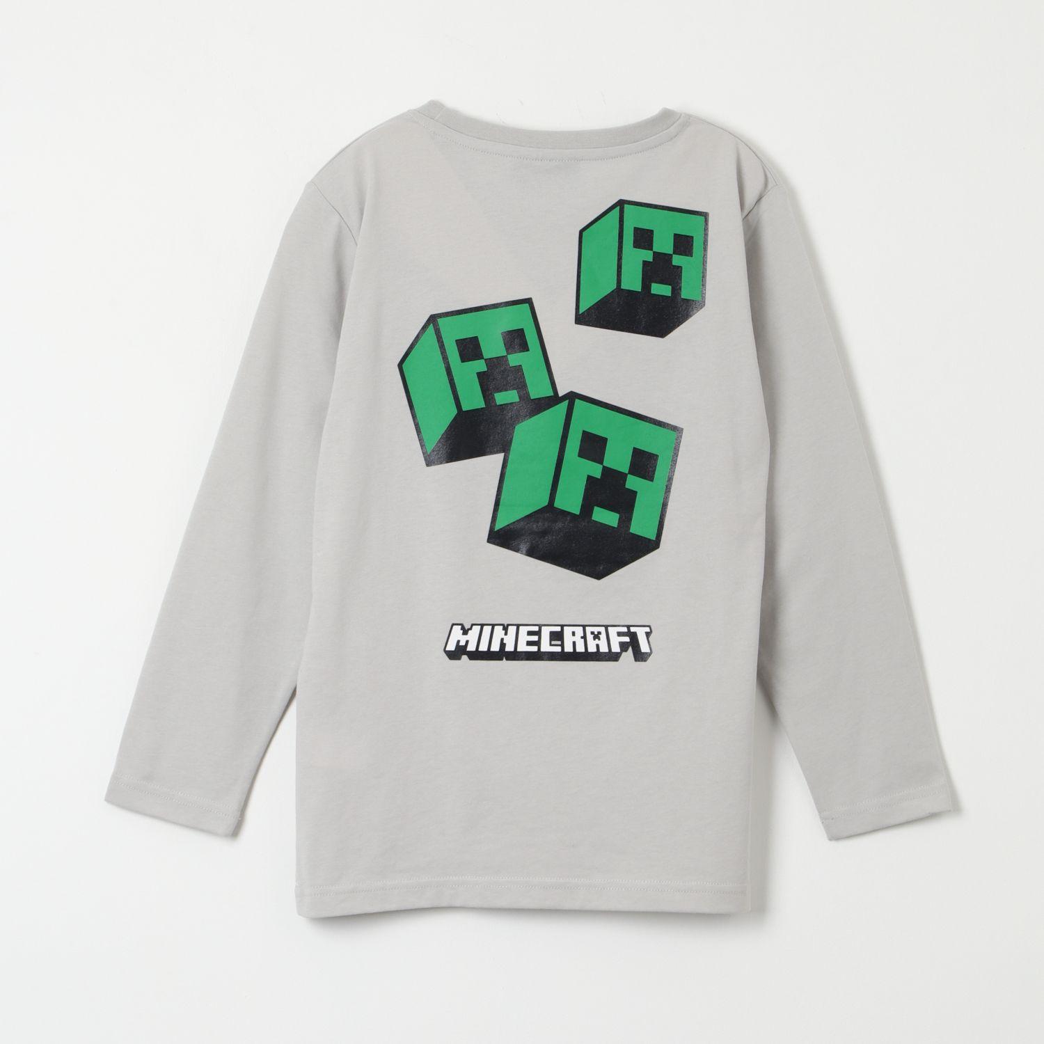 Polera Manga Larga Niño Creepers Back Gris Minecraft-2