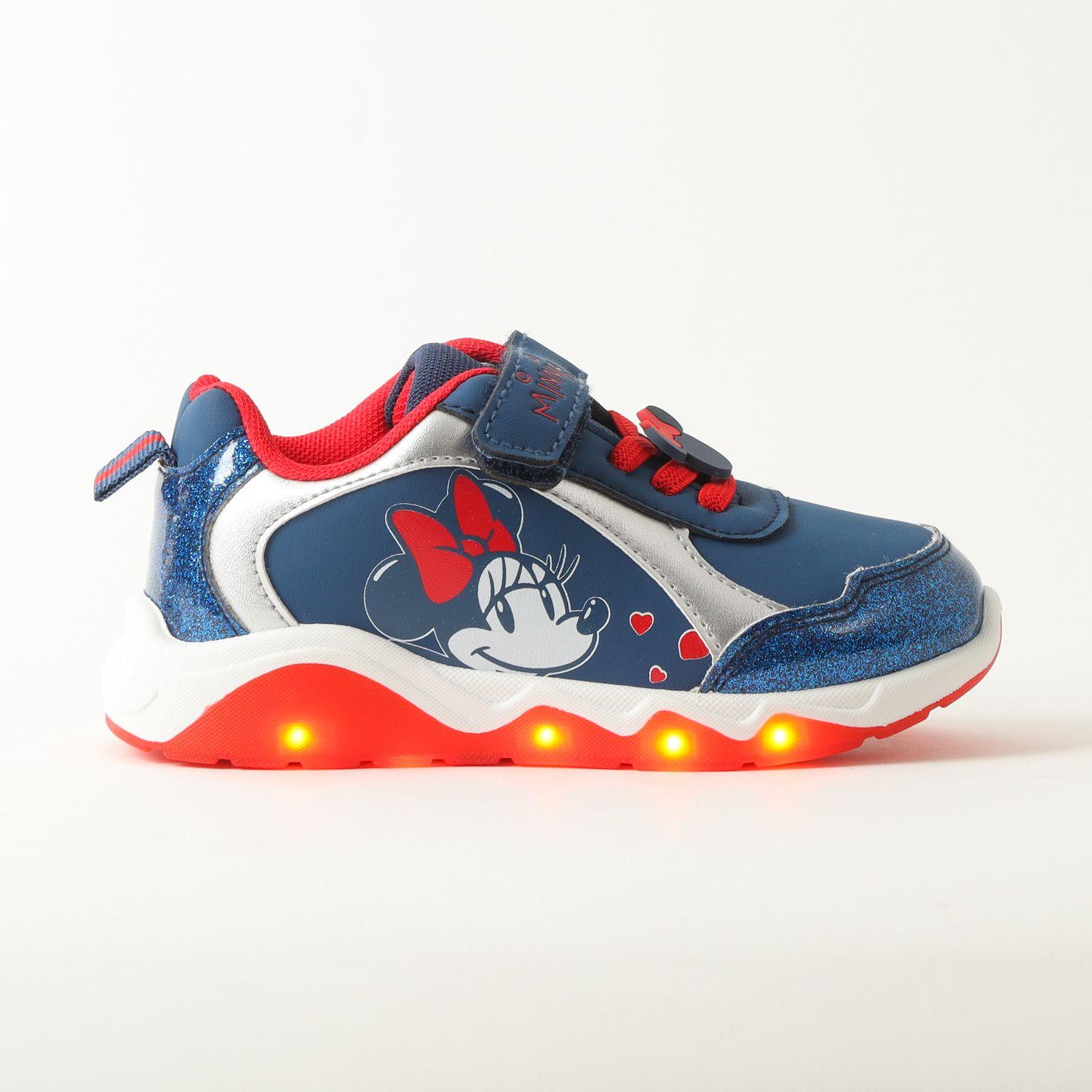 Zapatilla Con Luces Niña Minnie Corazoncitos Azul Disney-0