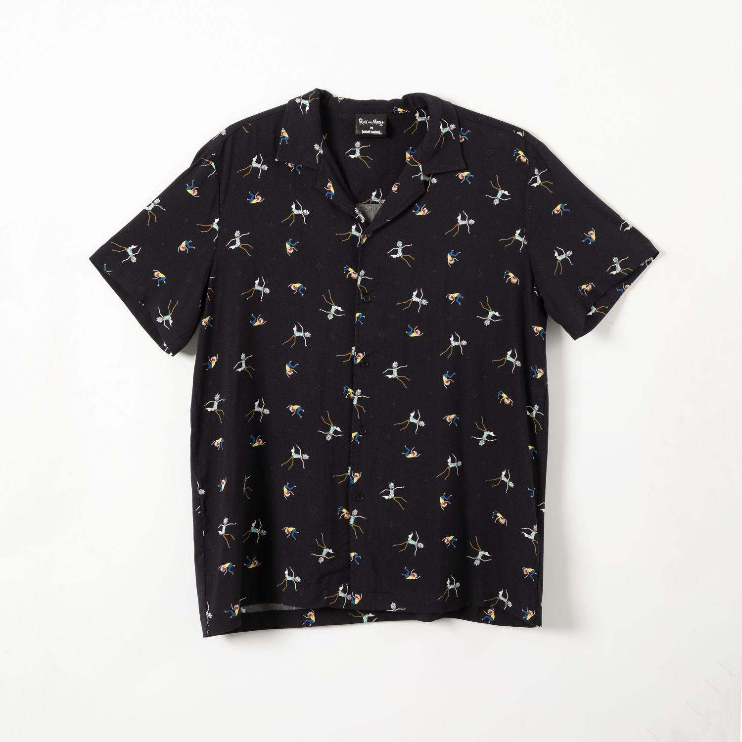 Guayabera Hombre Full Print Negro Rick and Morty-0